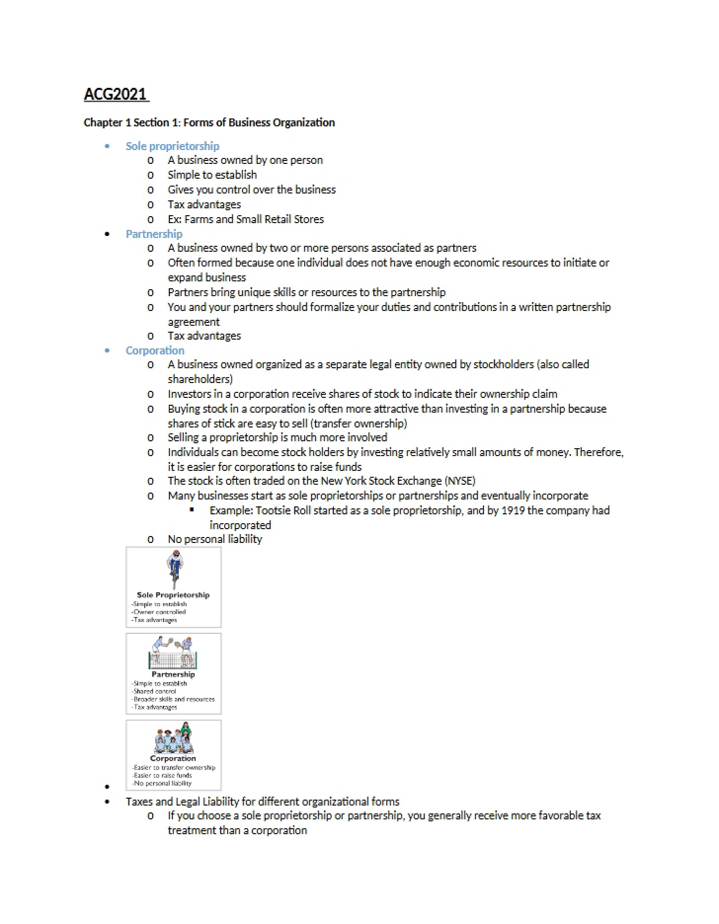 Chapter 1 Section 1 Business Forms