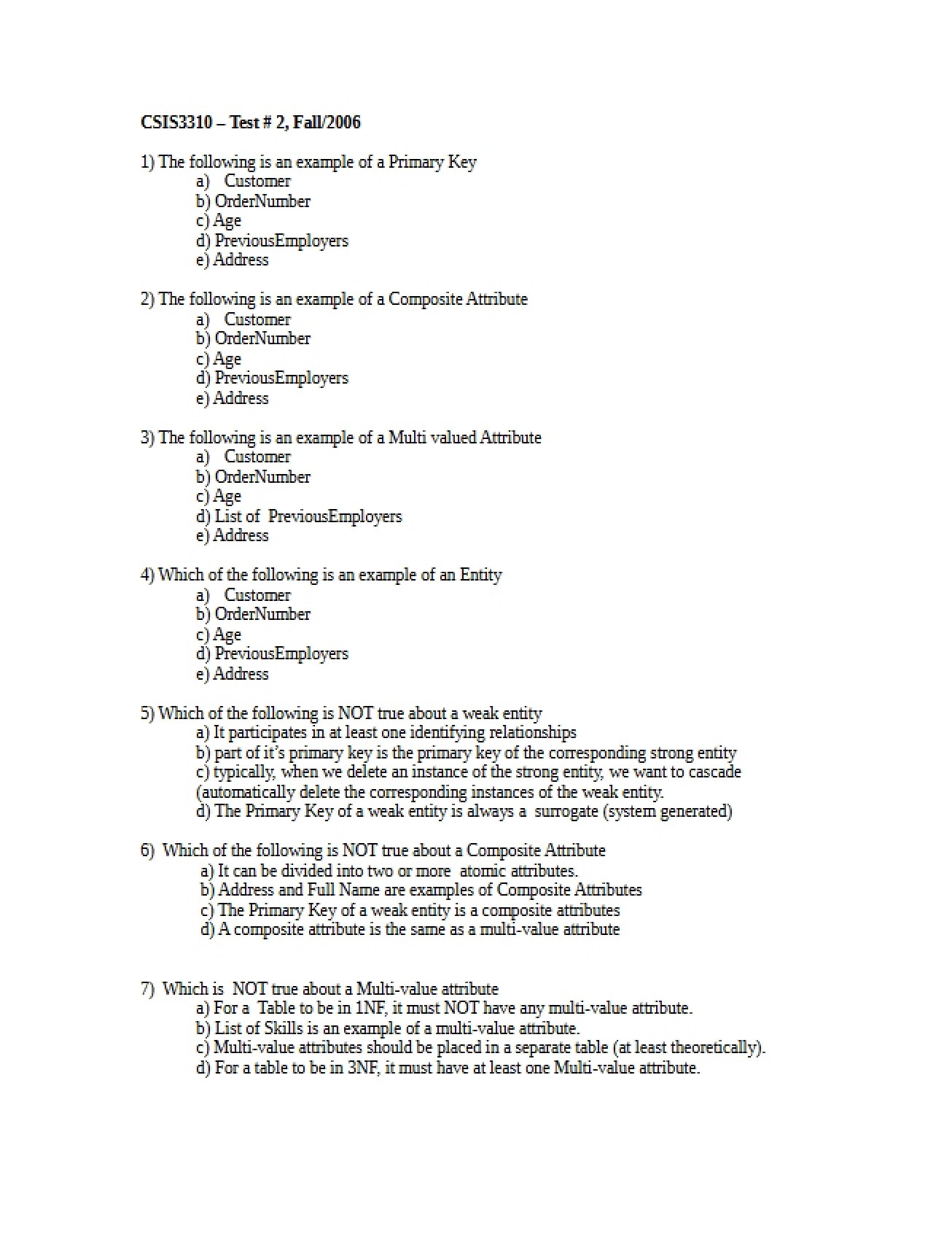 Second Assessment Examination