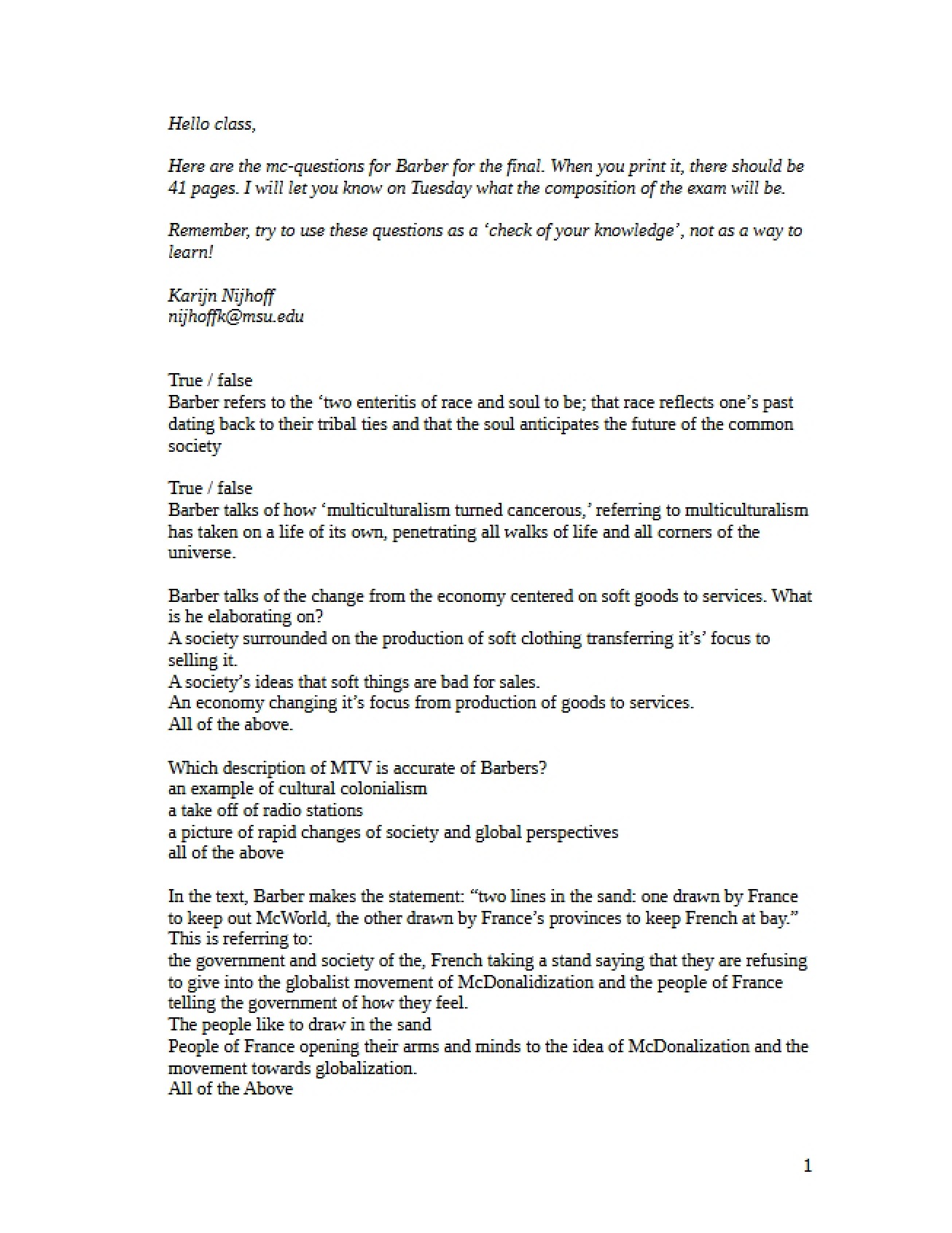 Political Sociology Lecture Notes - SOC 331