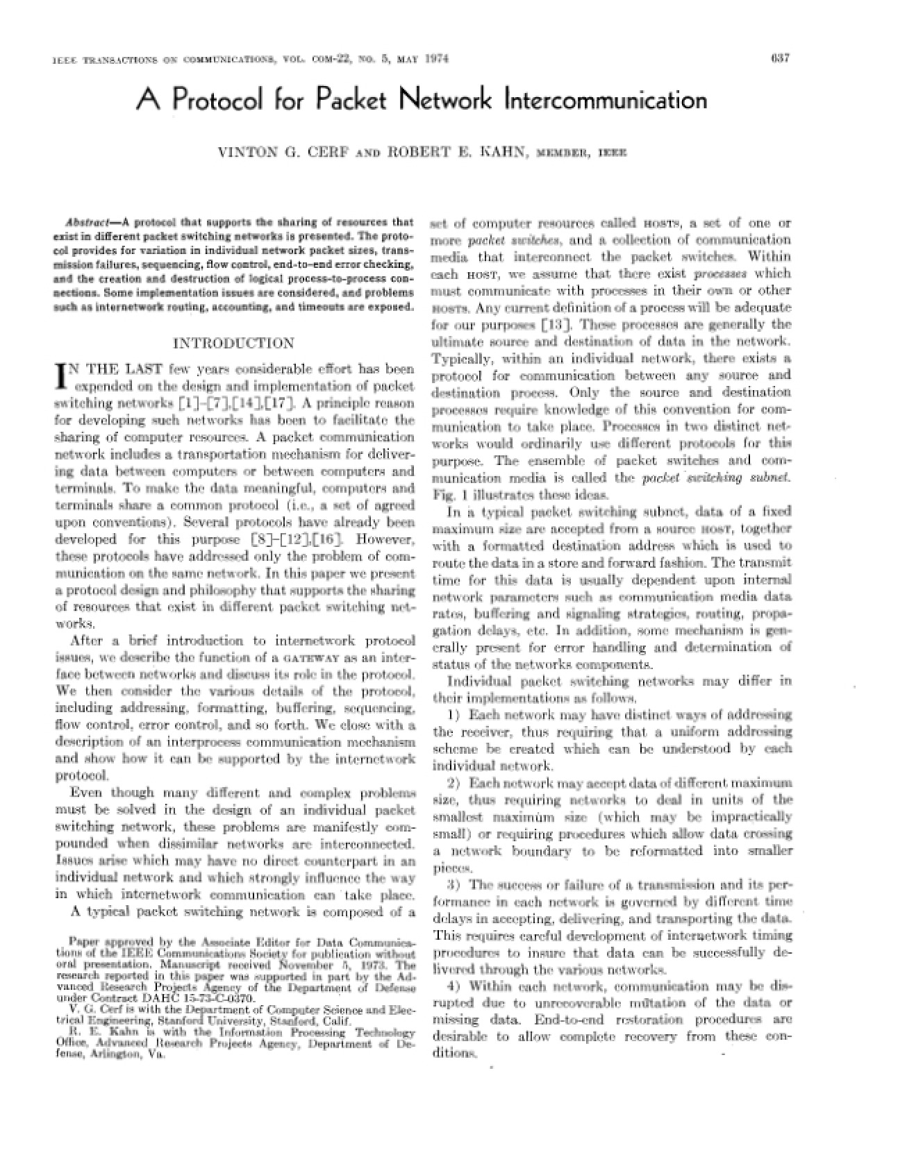 Protocol For Packet Network Intercommunication