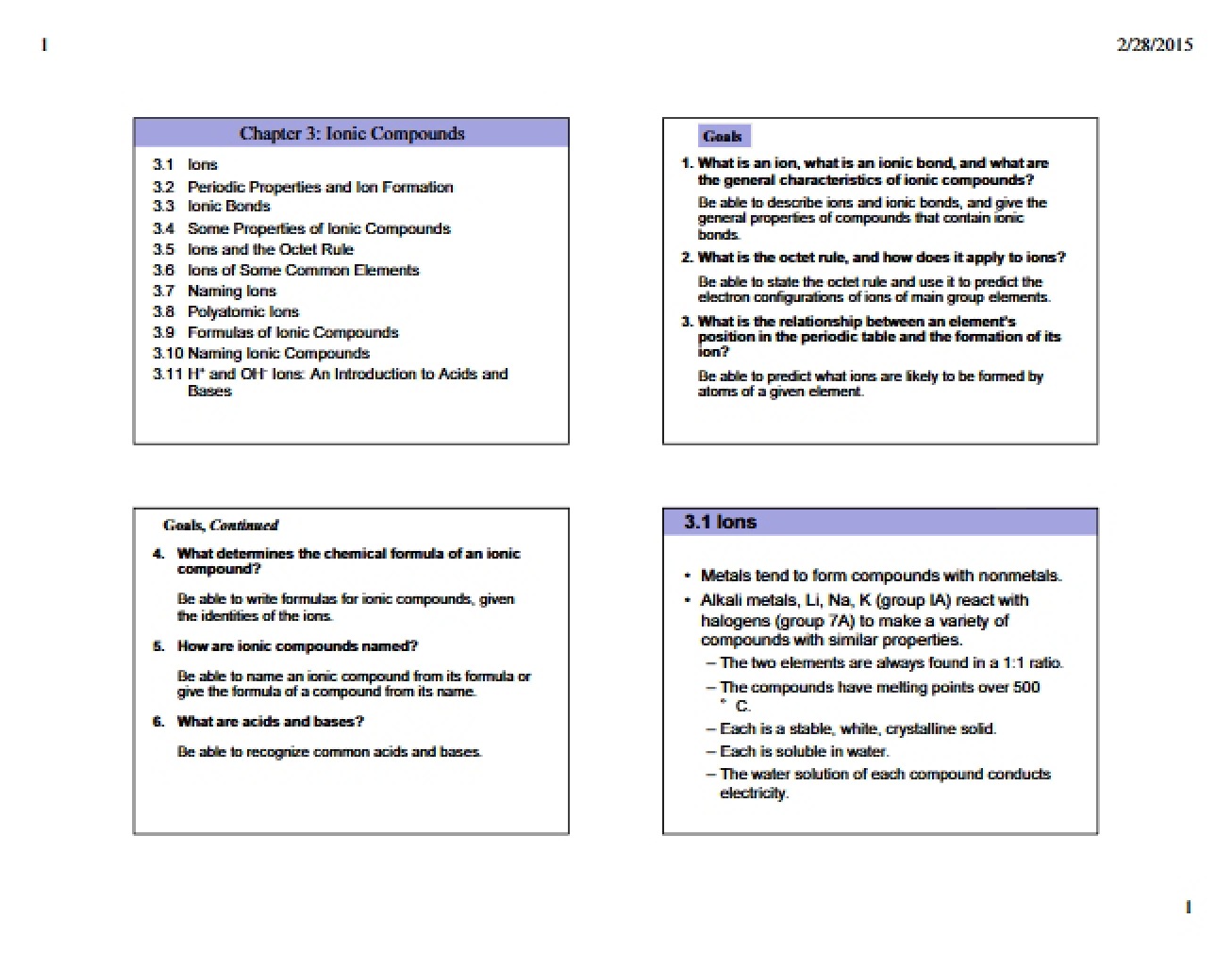 Compounds of Ions Chapter 3