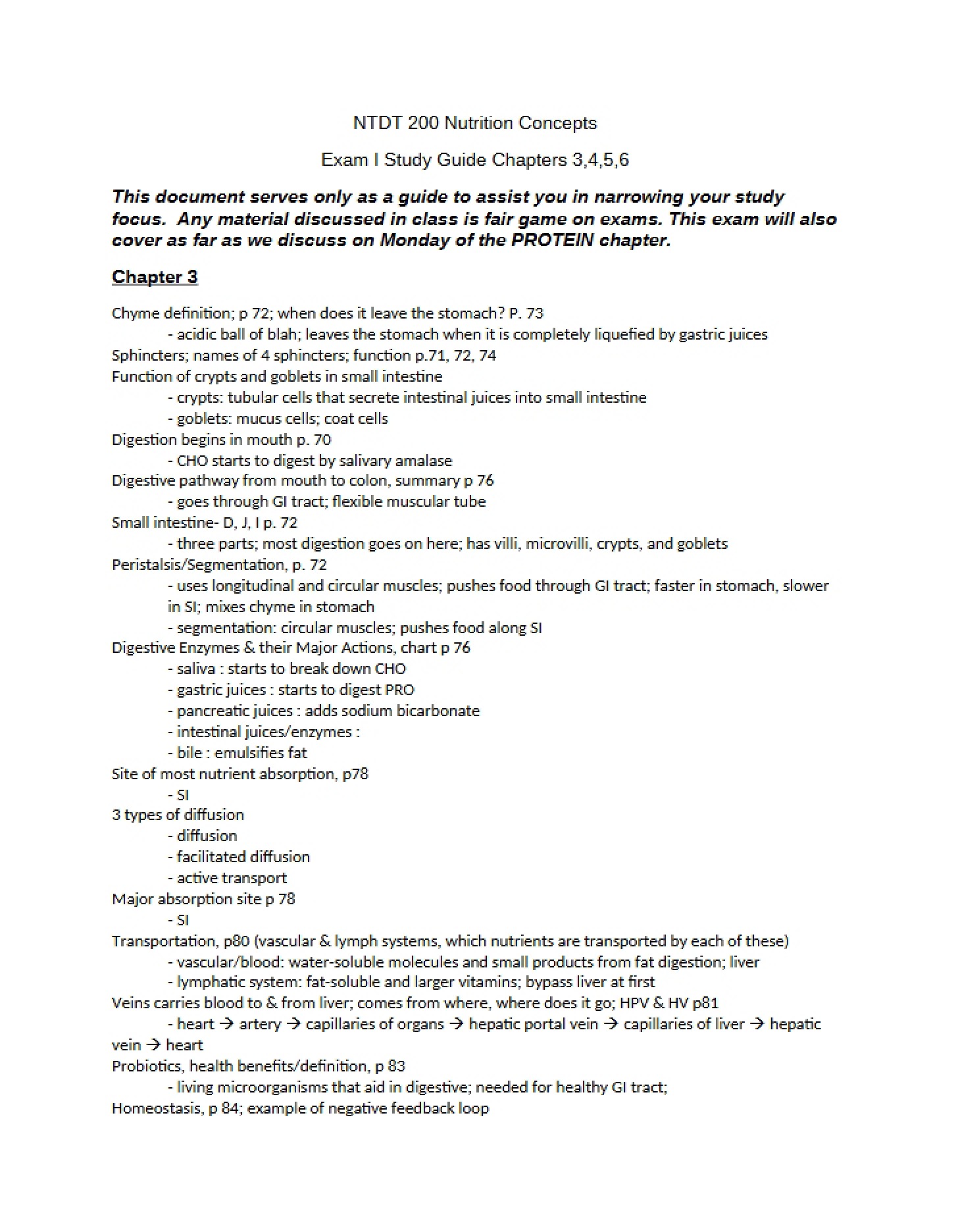 Guide for Exam One
