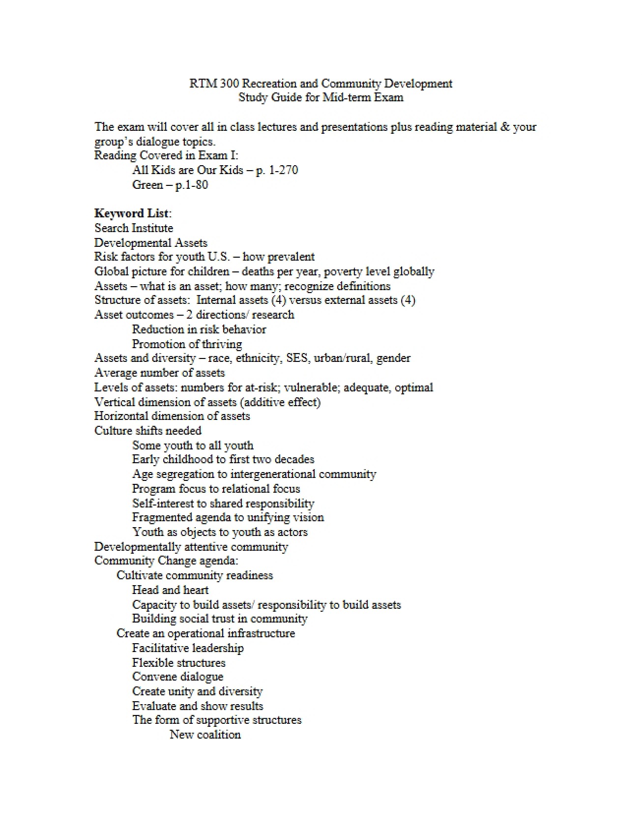 Study Guide First Exam