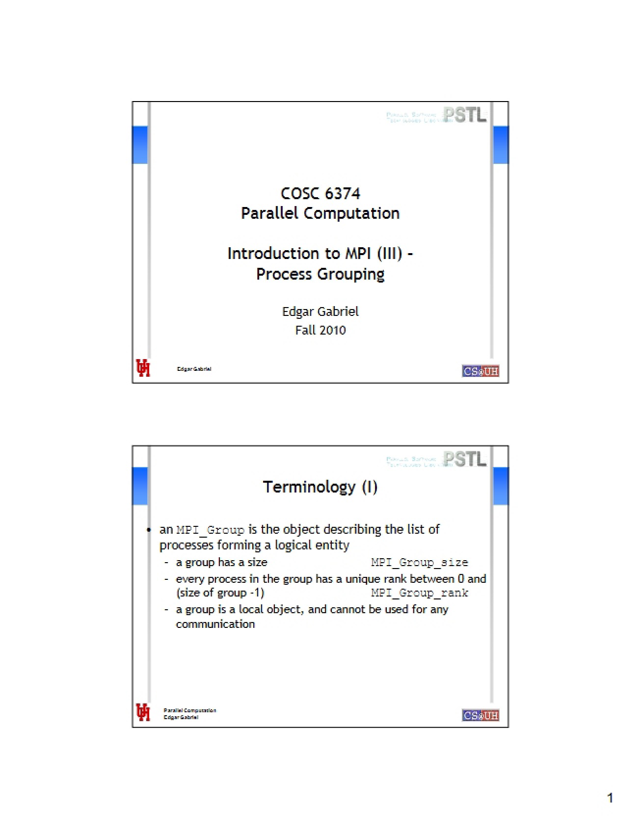 Process Grouping MPI Part III