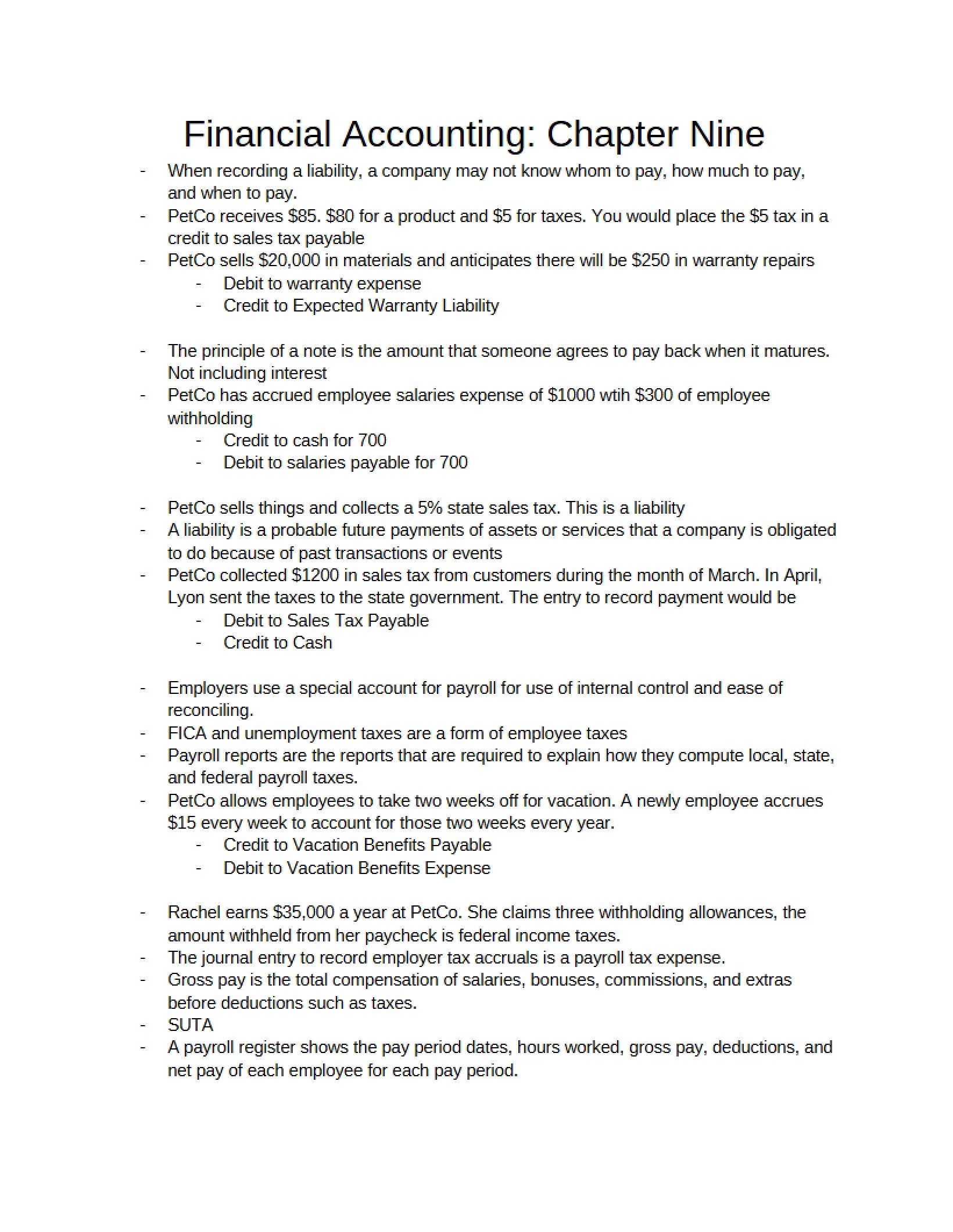 Ninth Chapter Financial Accounting