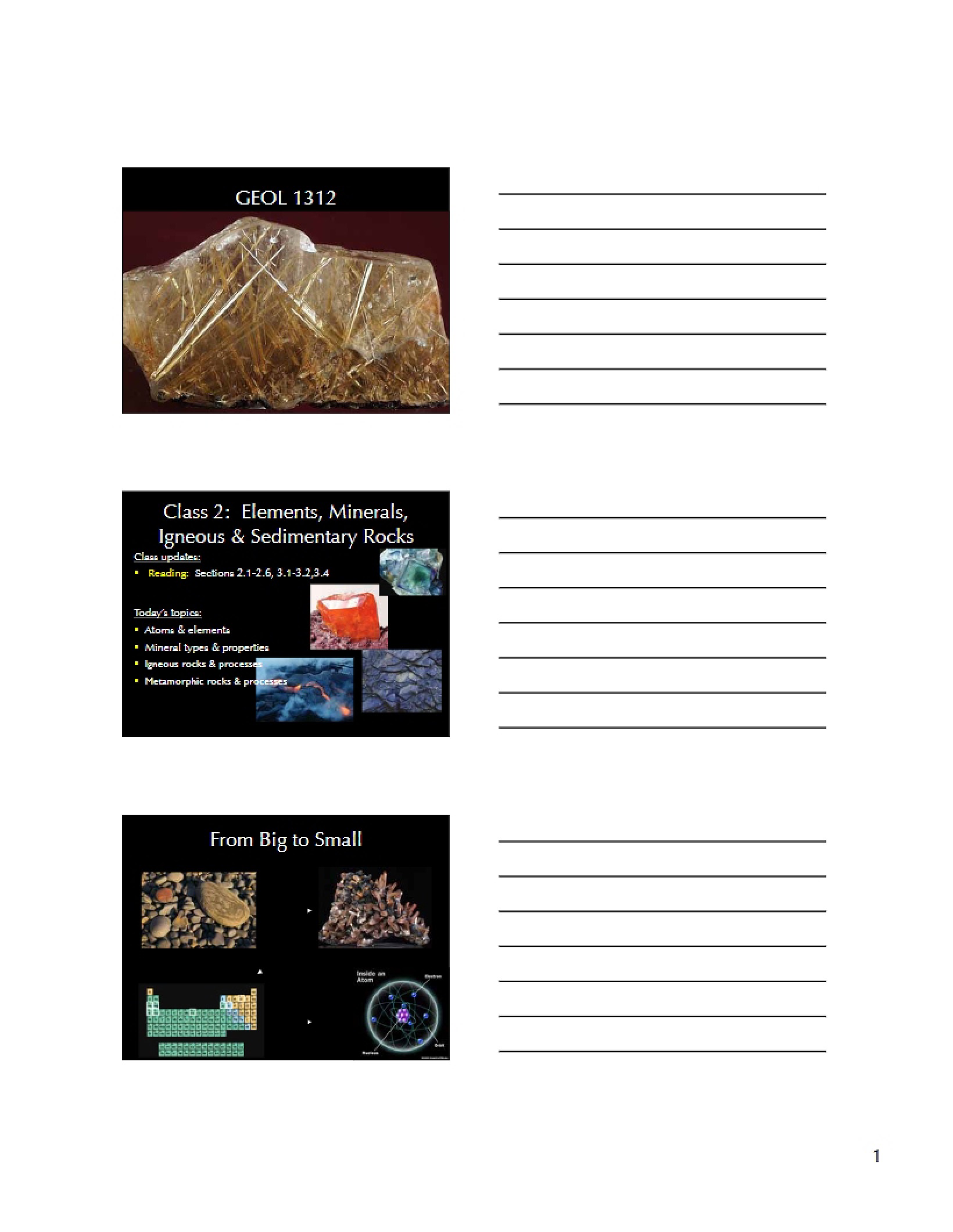 Notes for Class Two