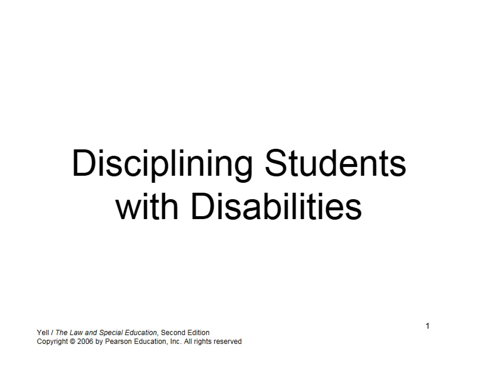 Students with Disabilities and Discipline