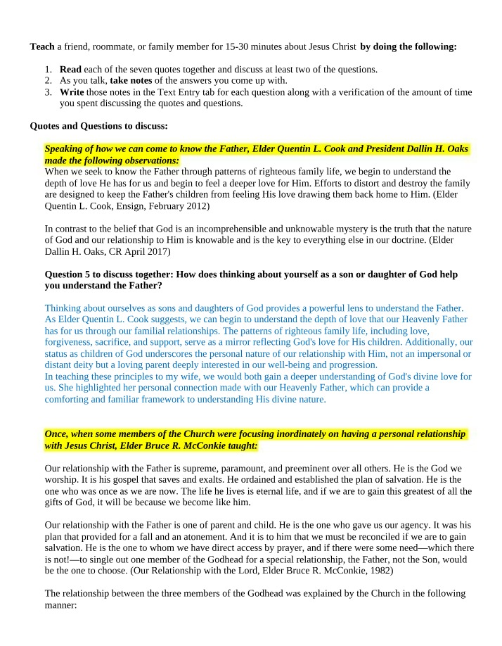 Teaching about Jesus Christ - Quotes and Questions