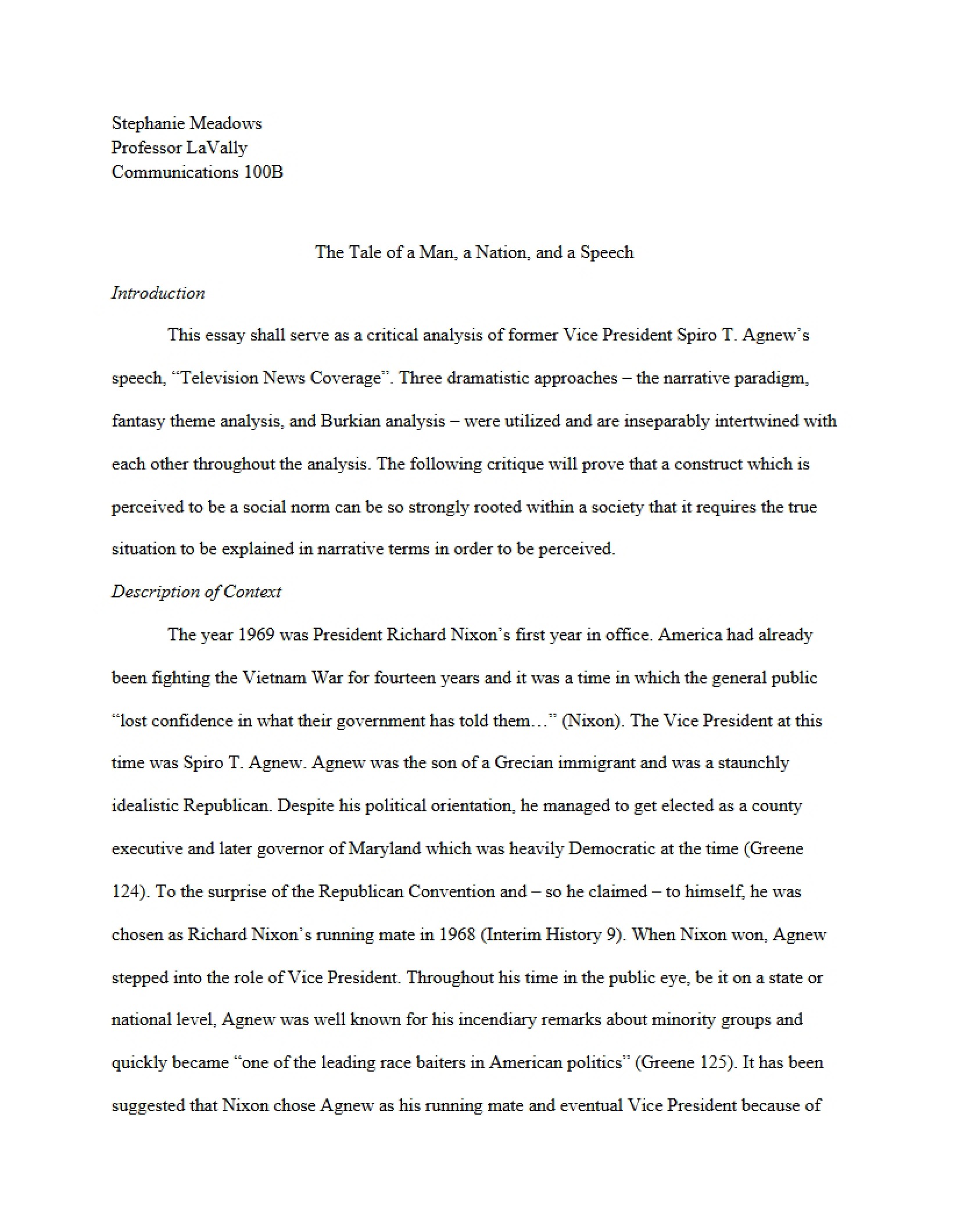 Speech Analysis A Man and a Nation