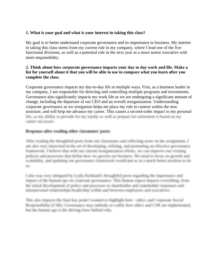 Importance of Corporate Governance
