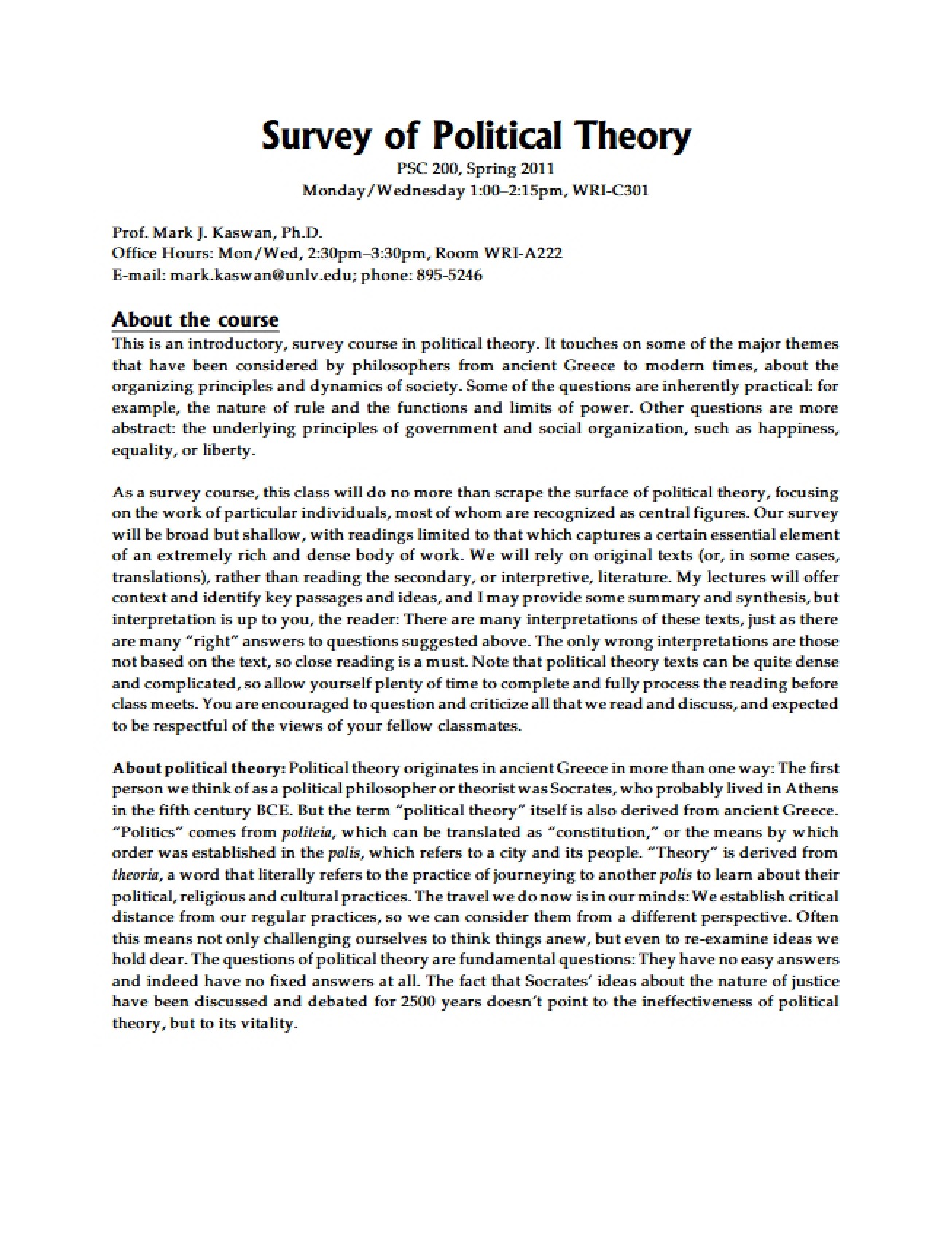 Political Theory III