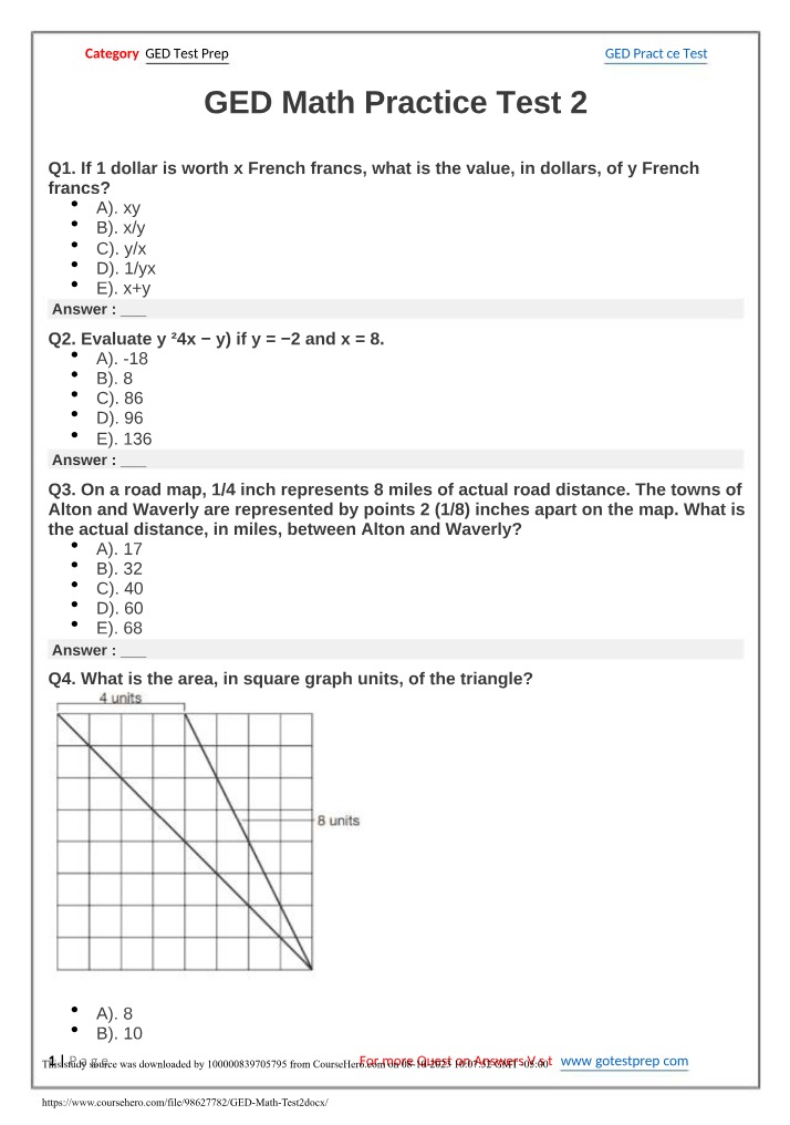 GED Math Test 2