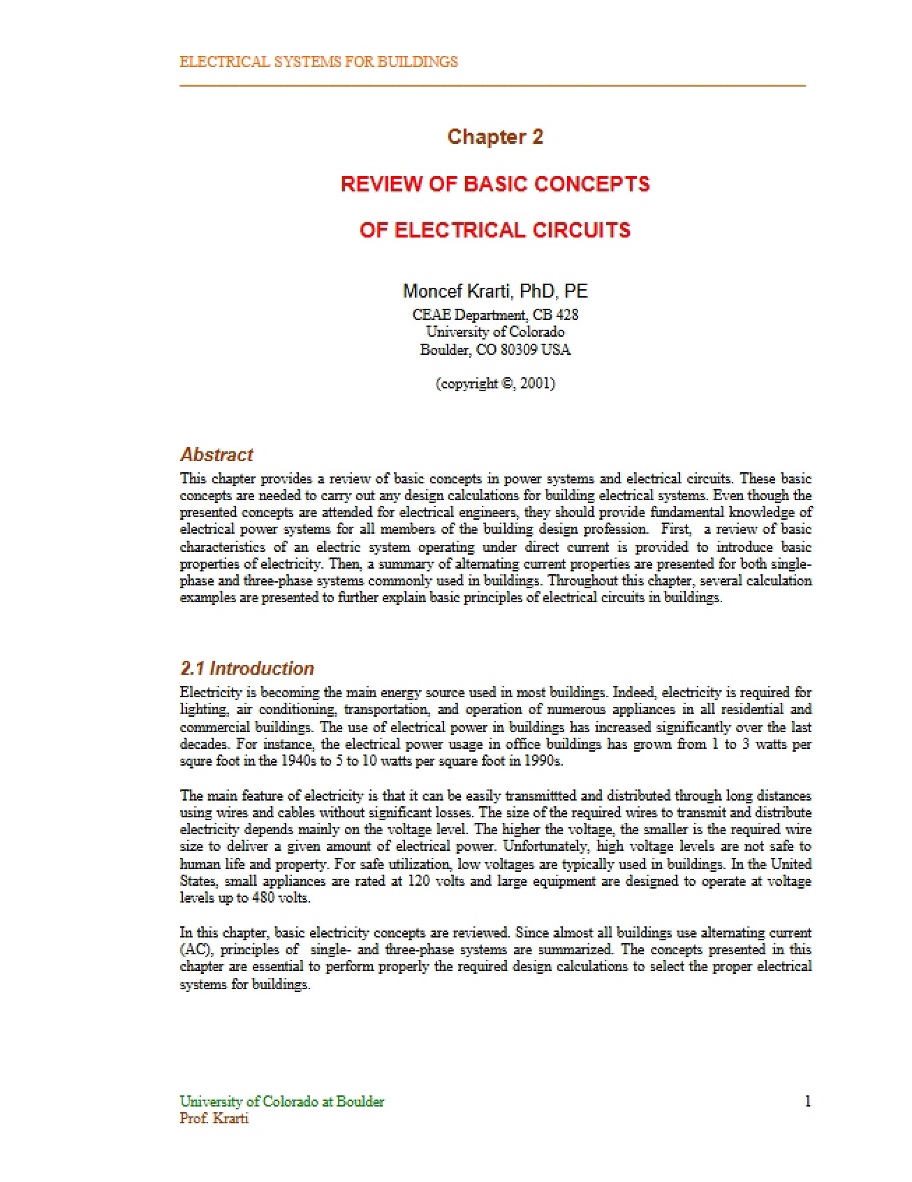 Review of Basic Concepts in Electrical Circuits