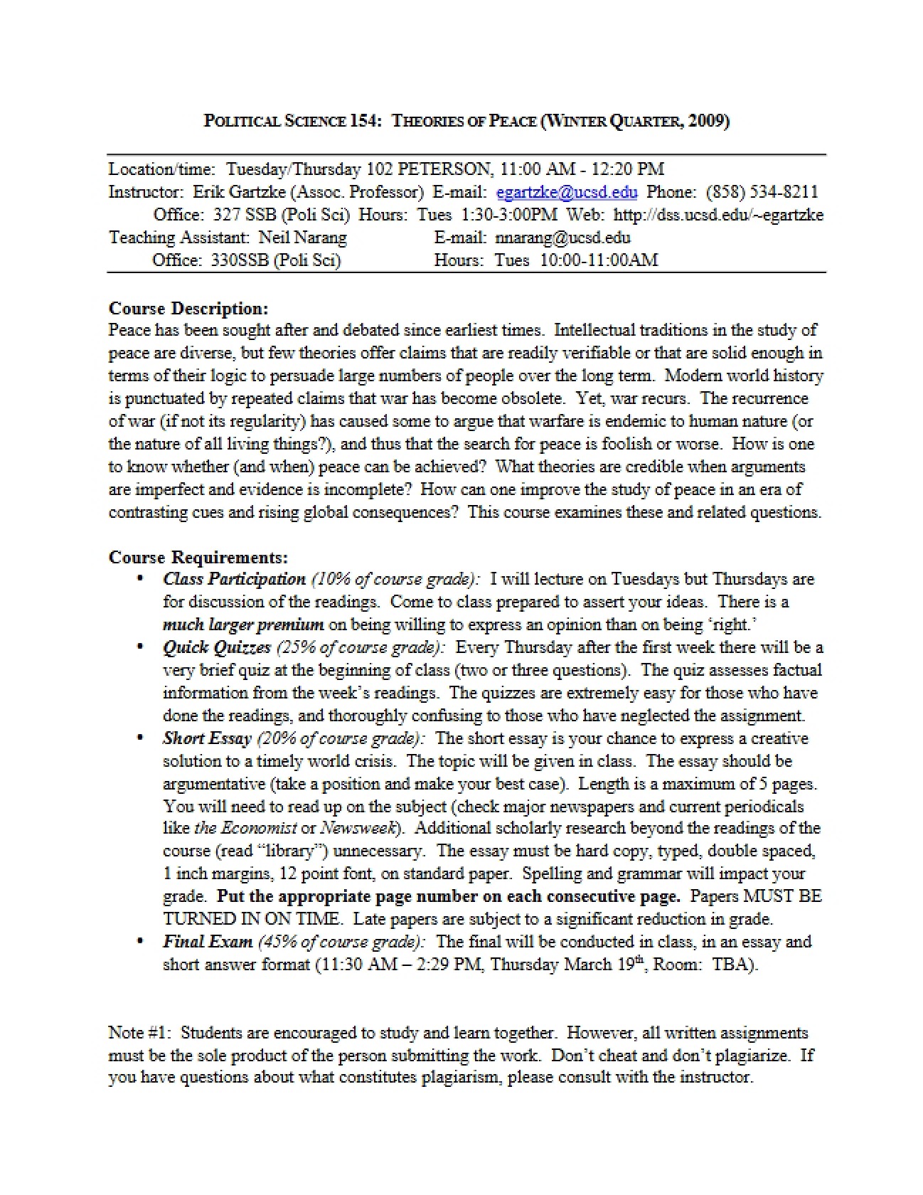 Advanced International Relations Course Guidelines