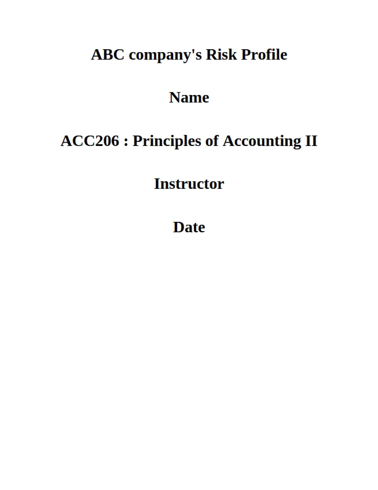 Risk Profile of ABC Company
