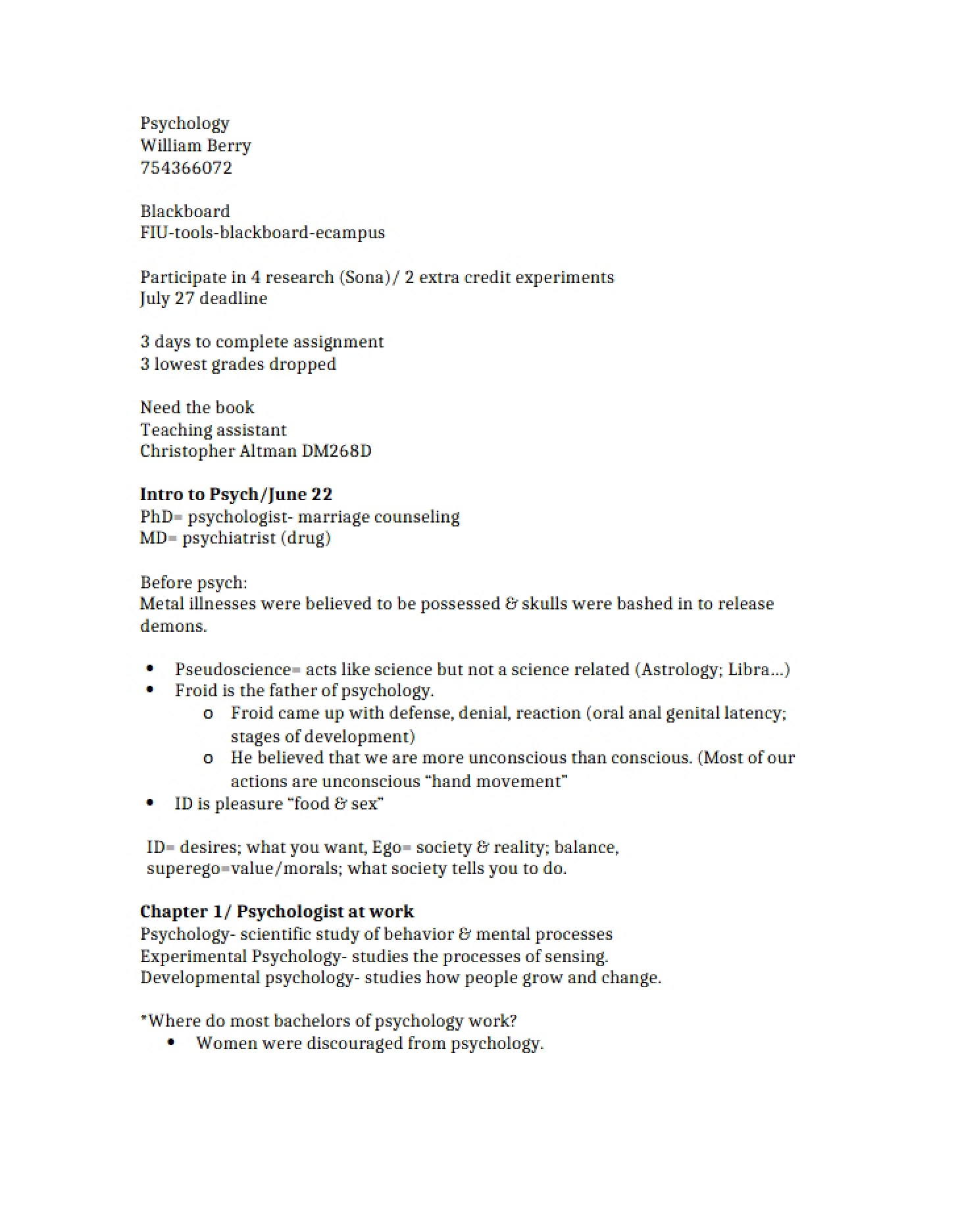 General Psychology Overview