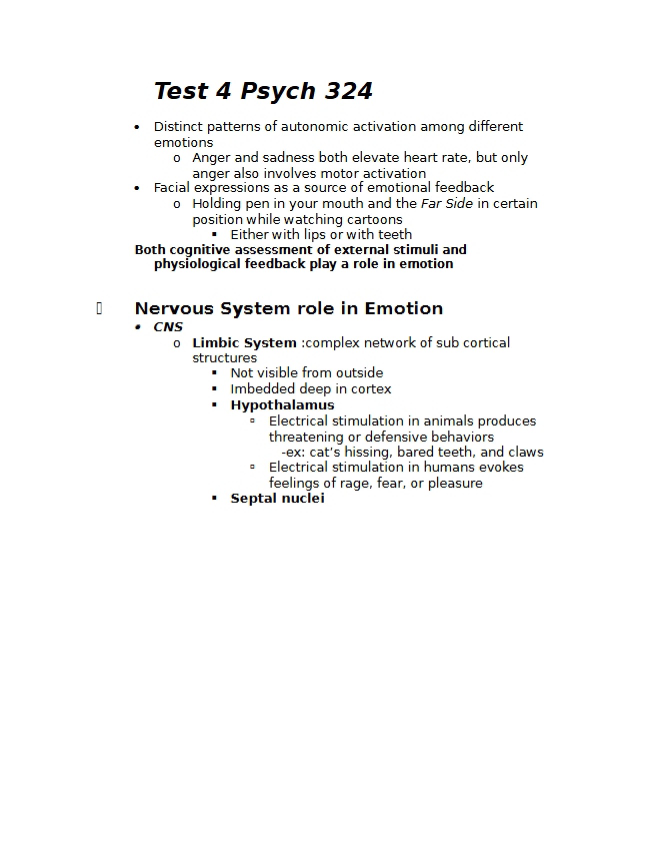 Physiological Psychology Exercise Four