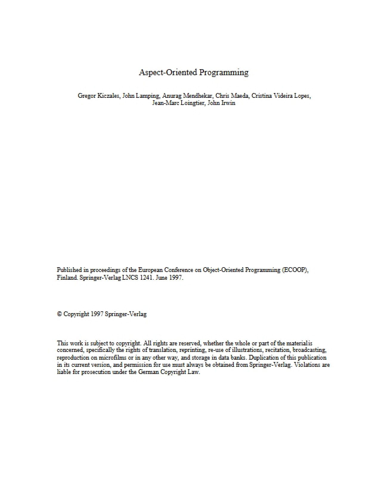 Programming with Aspects