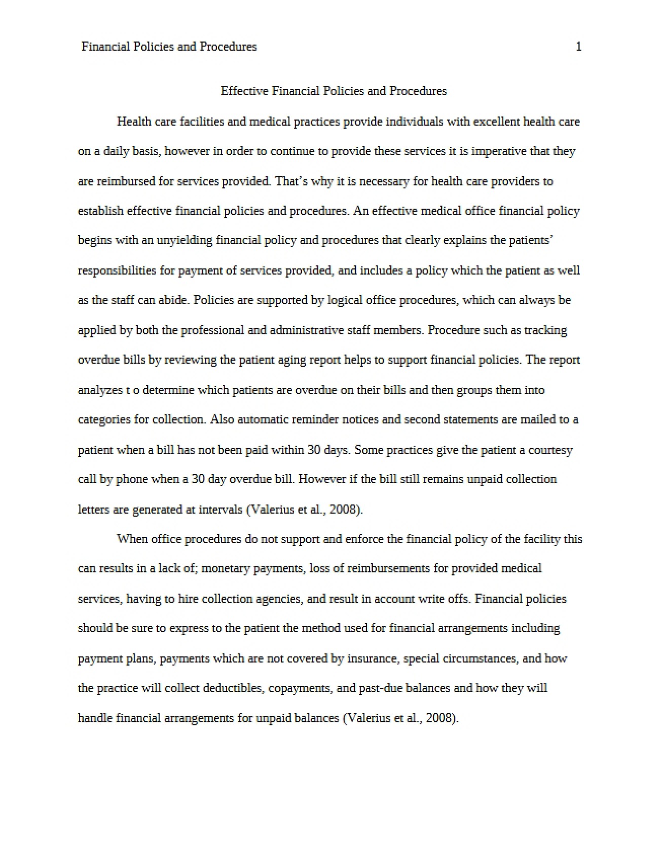 Financial Procedures and Policies Effectiveness