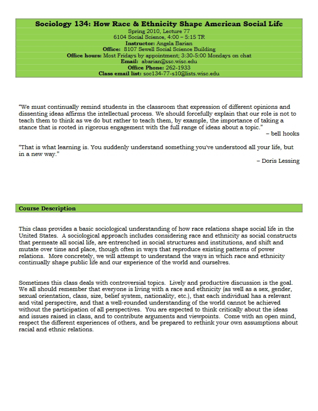 Notes for Lecture 77 (Sociology 134)