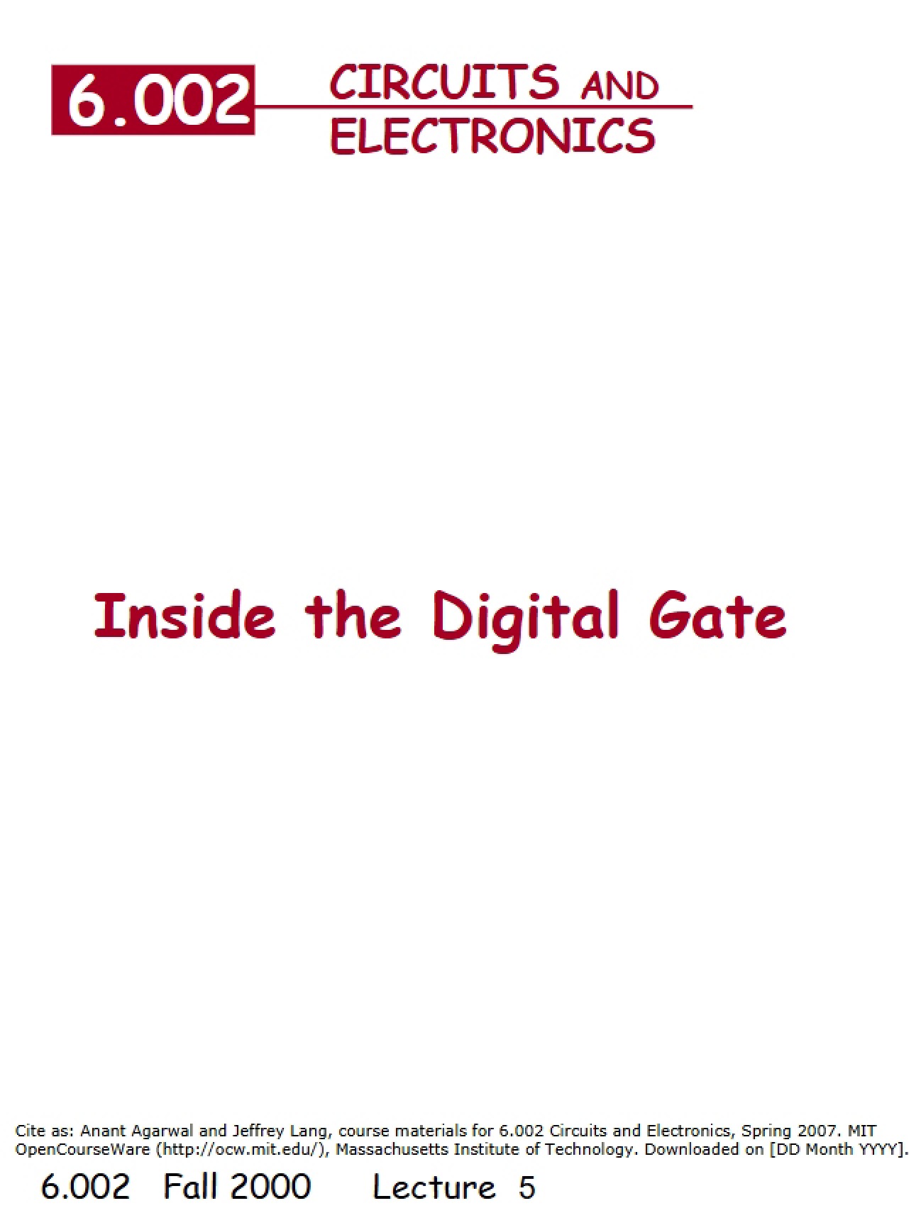 Digital Gate Internals
