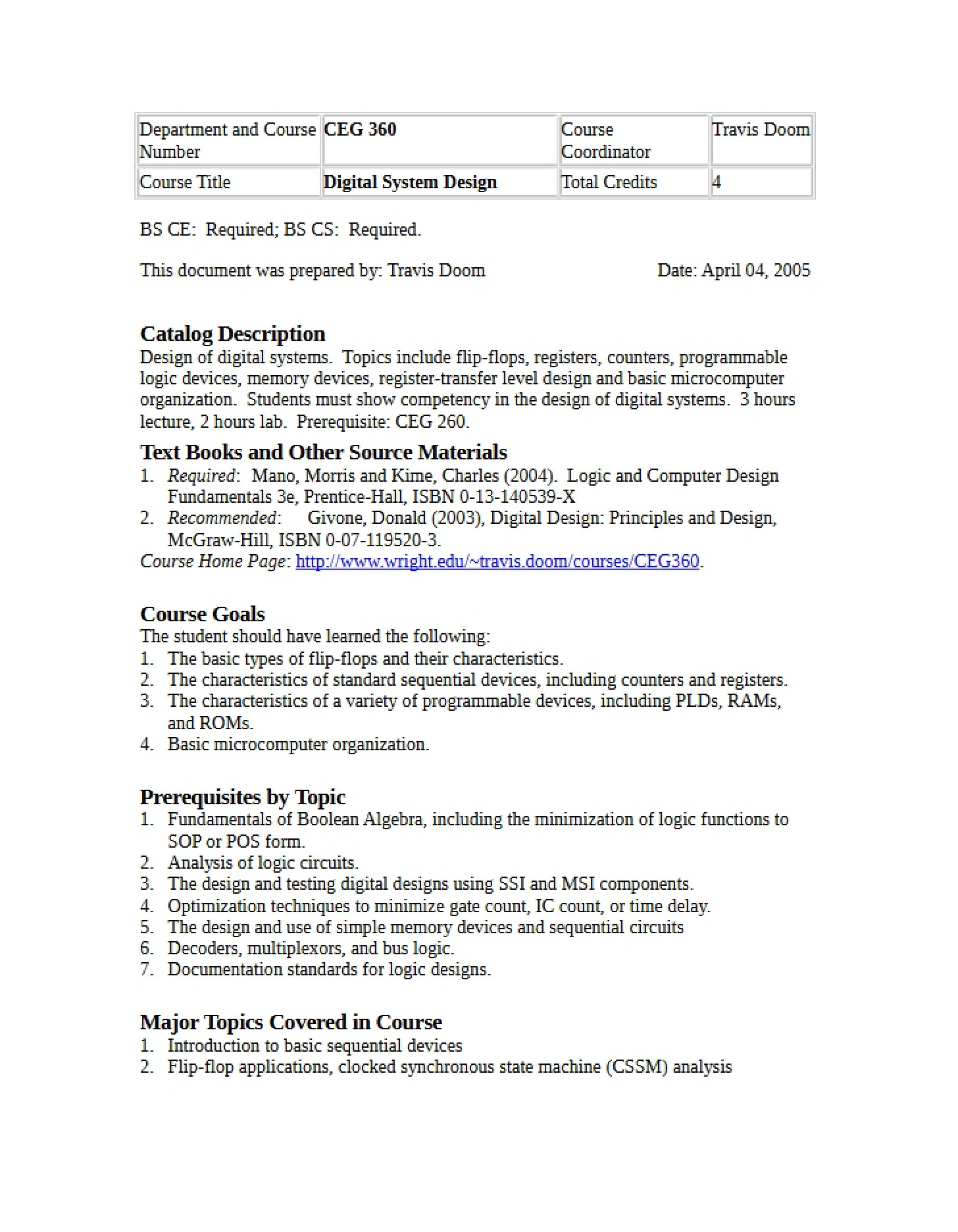 Class Syllabus