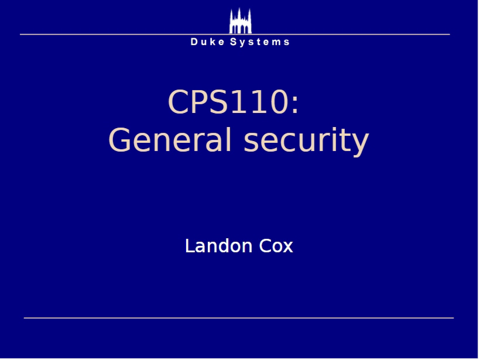 Security Generalities