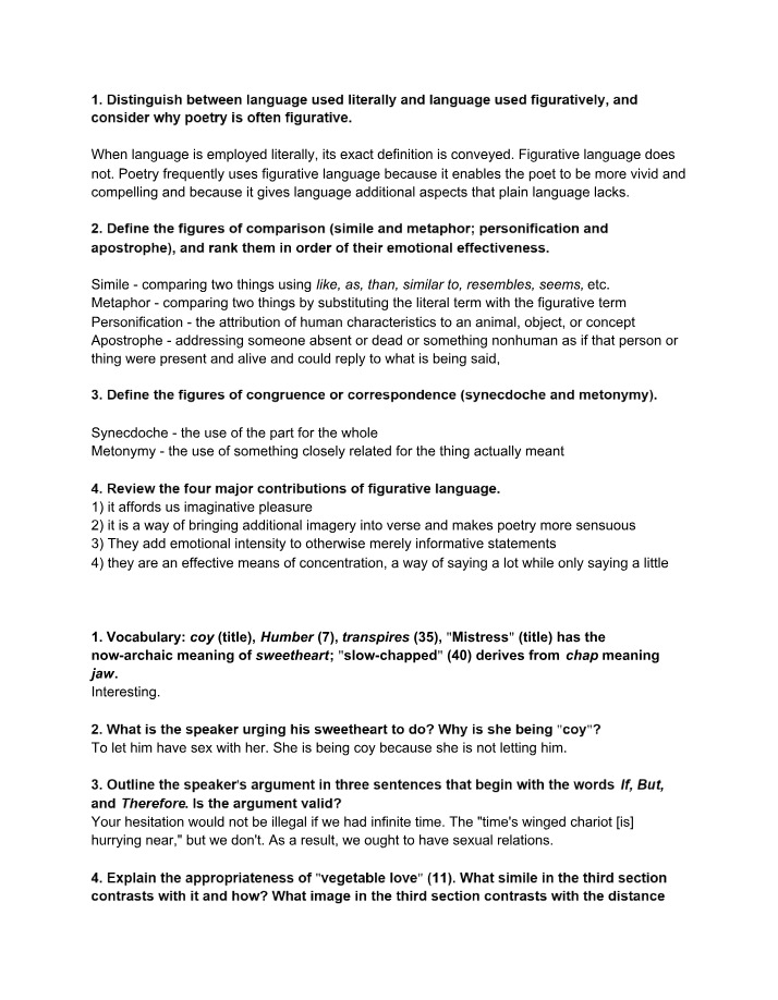 Figurative Language and Poetry Analysis (Perrine's)