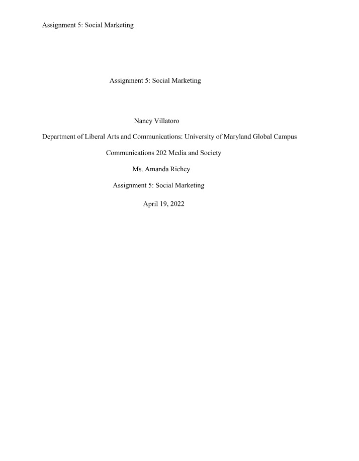 Social Marketing - Assignment 5