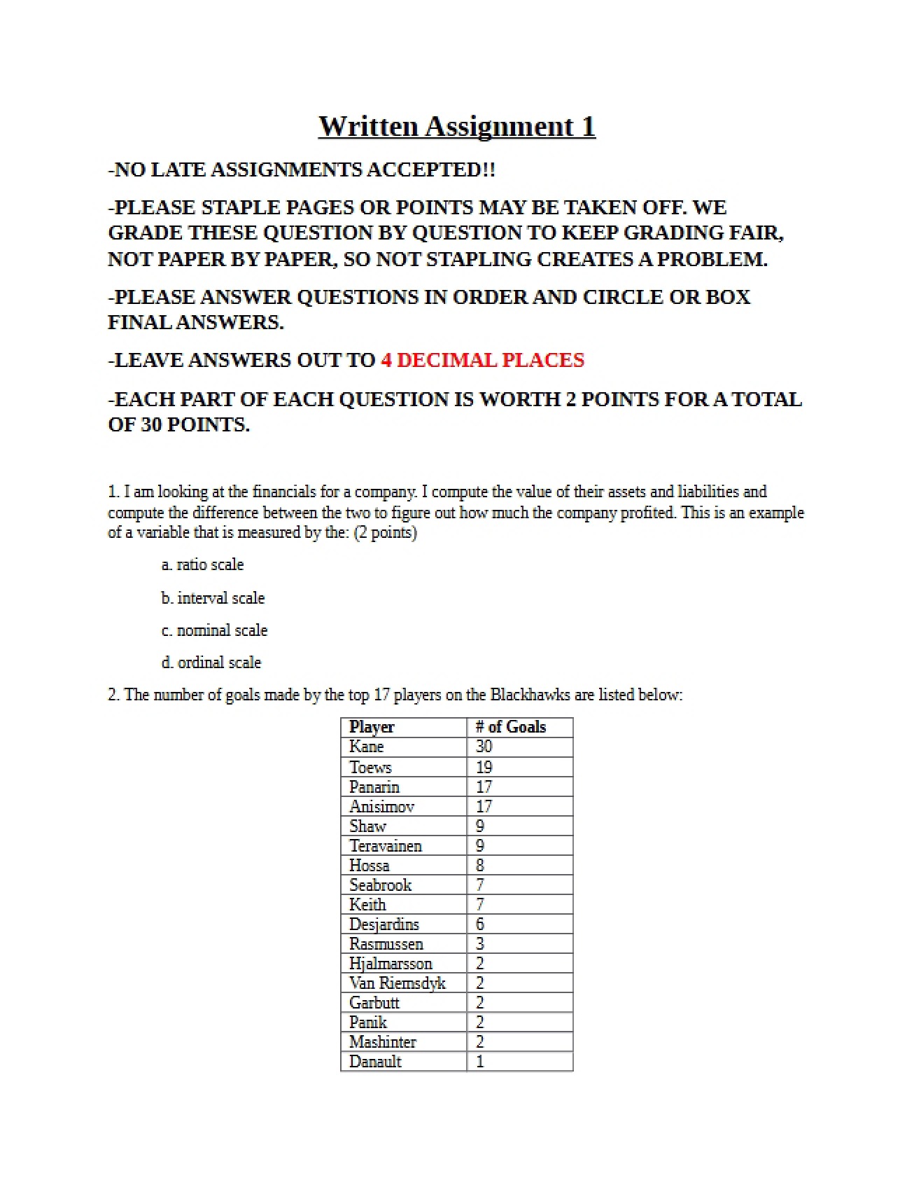 Writing Assignment One