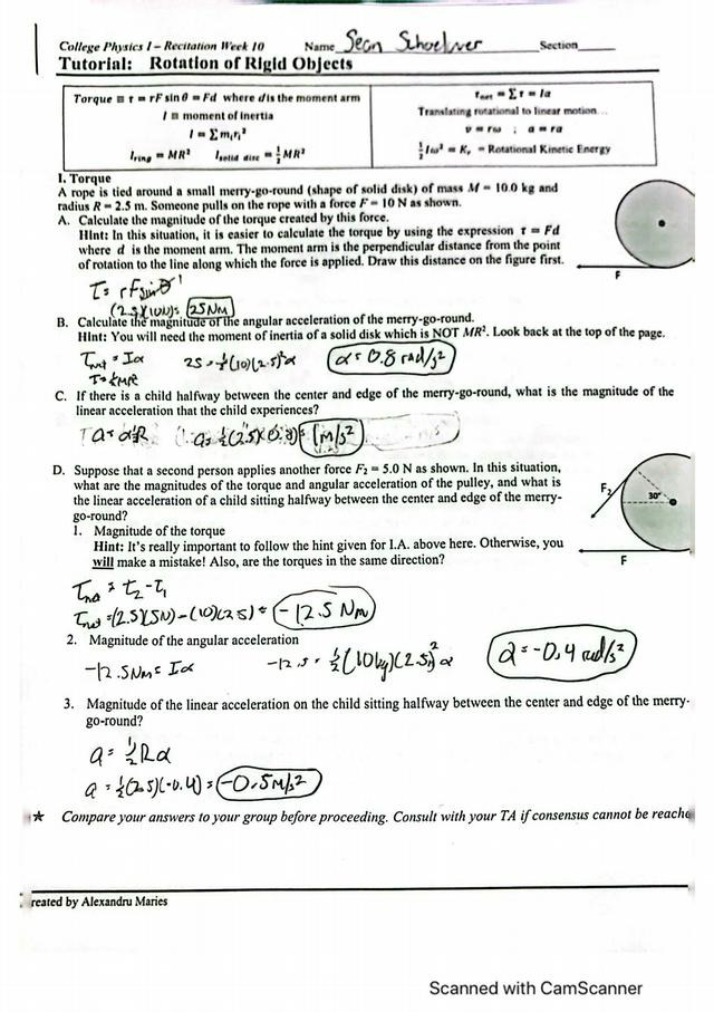Tutorials on Torque and Rotation