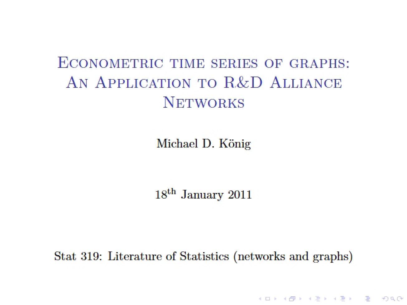 Study of Econometric Time Series of Graphs
