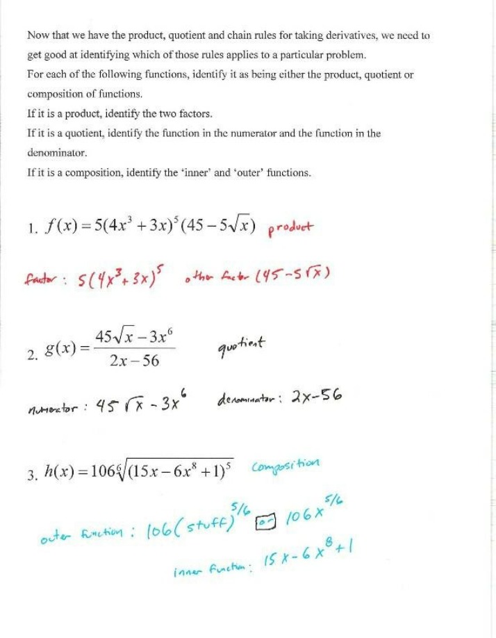Algebra Review 4 - Identifying Products, Quotients, and Compositions