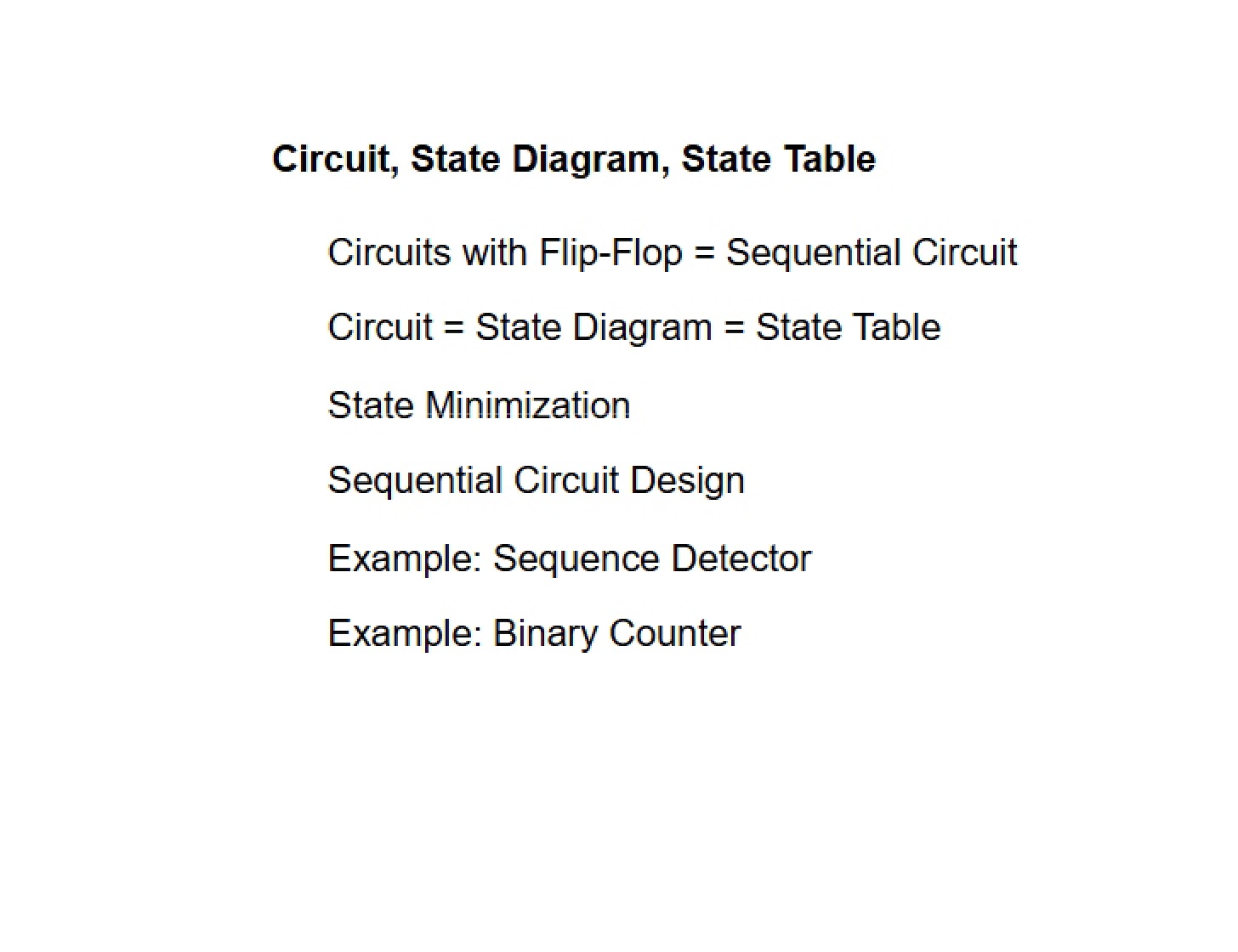 State Diagram for Circuits