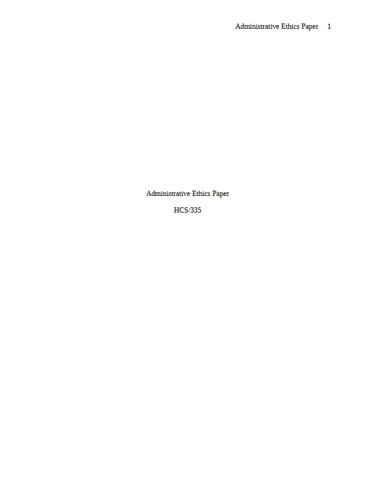 Paper on Ethics in Administration