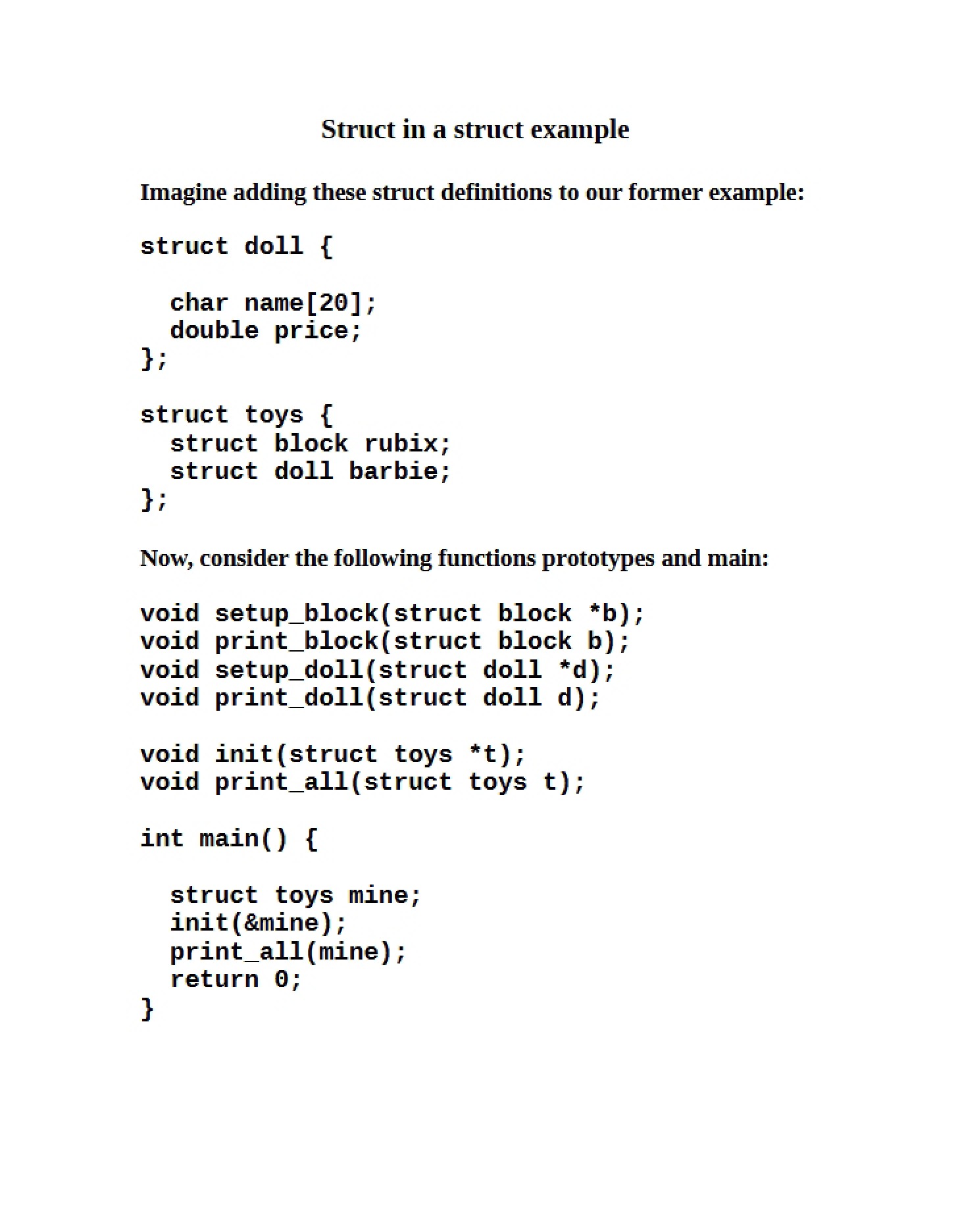 Example of Nested Structs