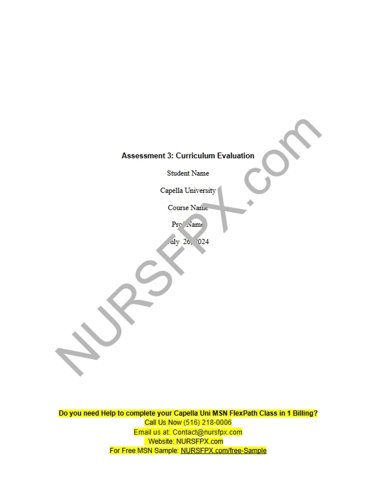 Curriculum Evaluation Analysis Assessment 3