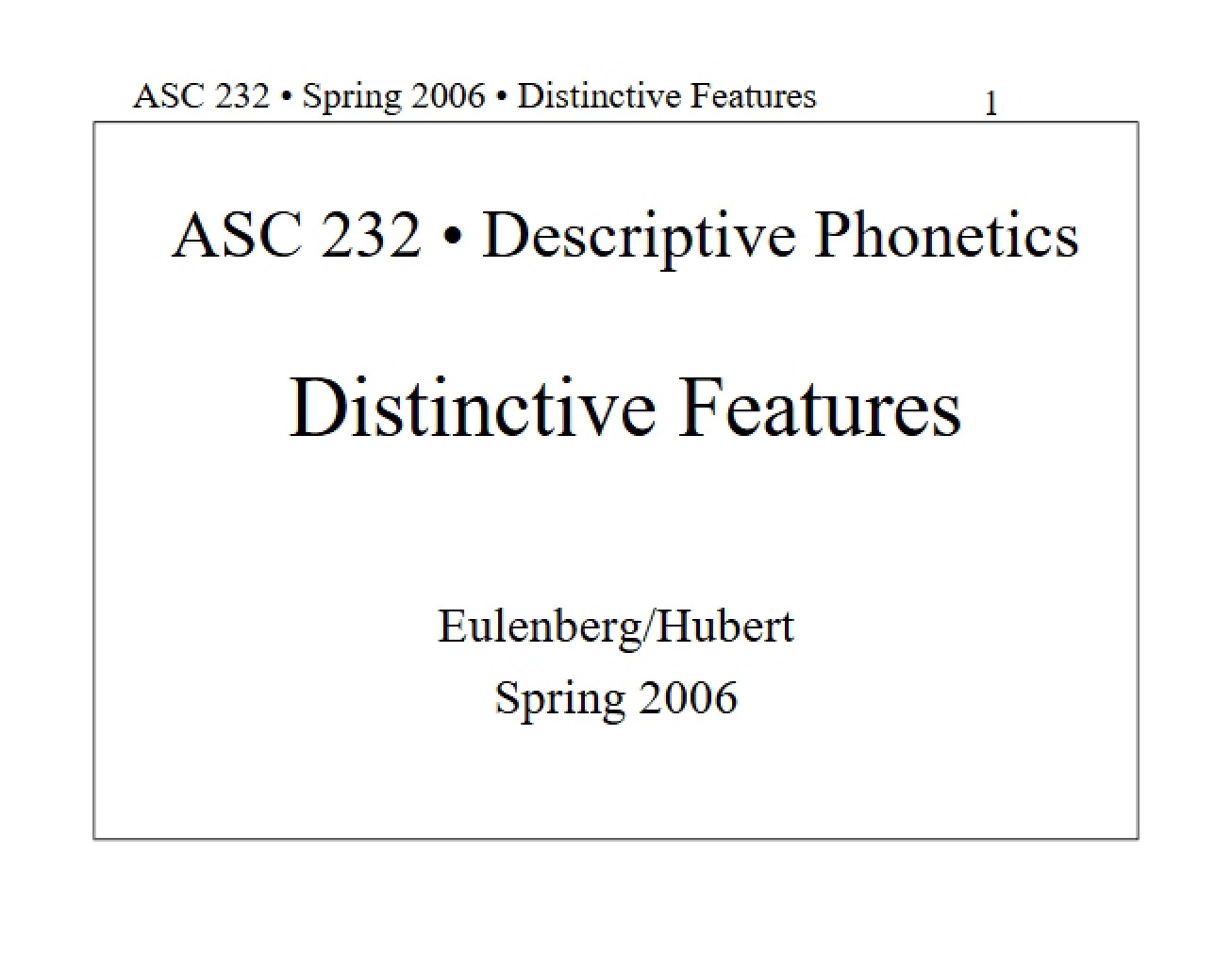 Phonetic Distinctive Features