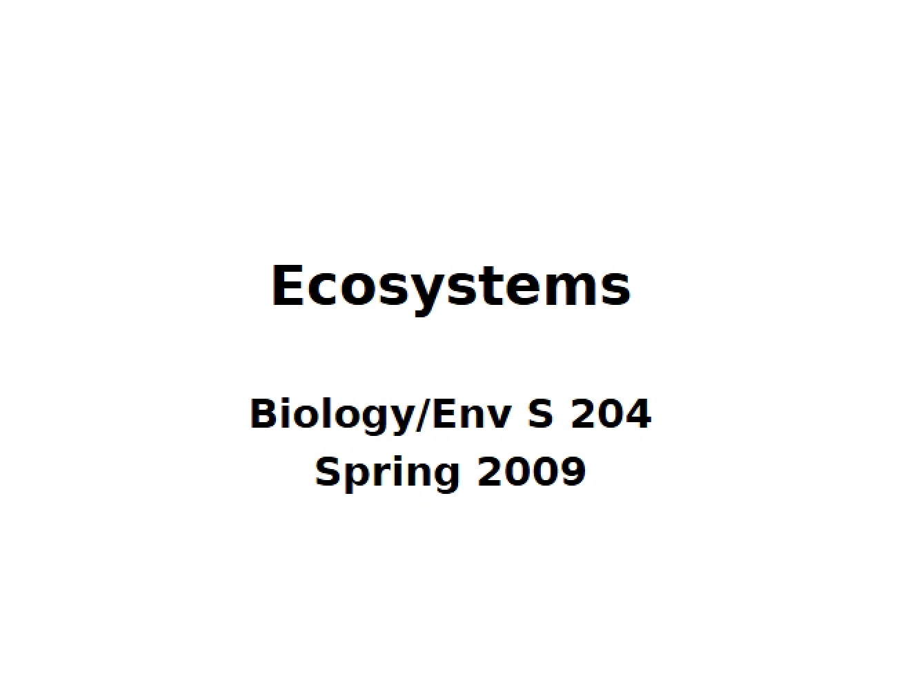 Introduction to the Concept of Ecosystems
