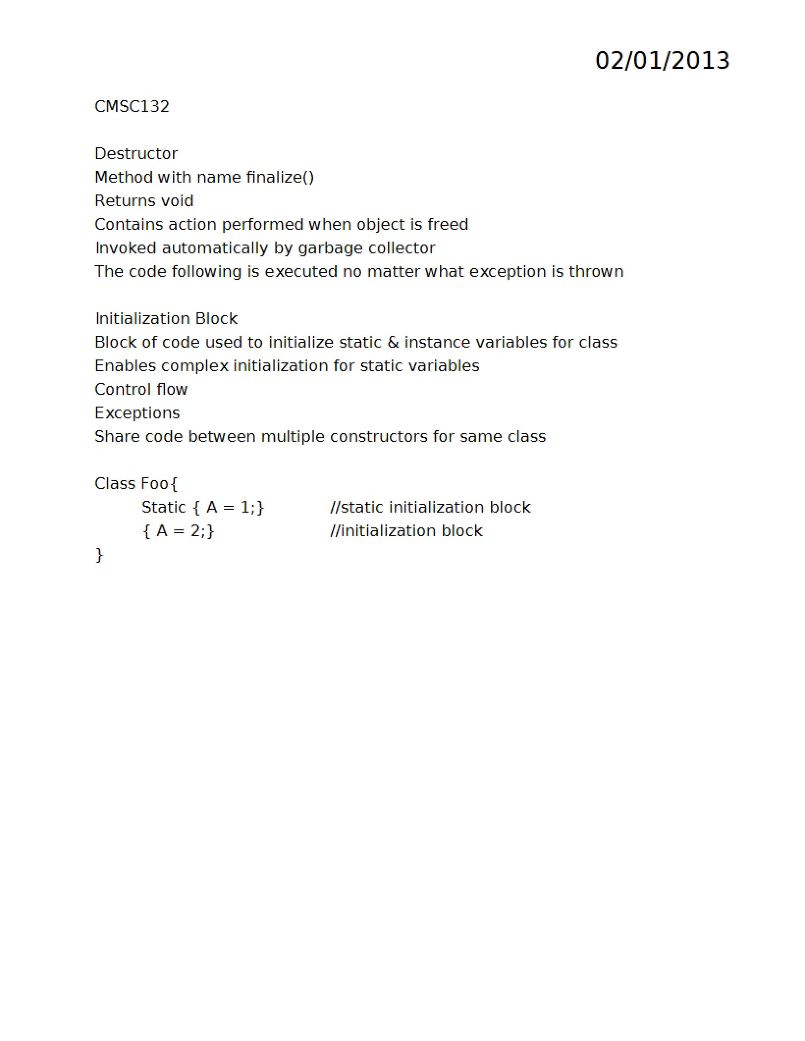 CMSC 132 Class Notes