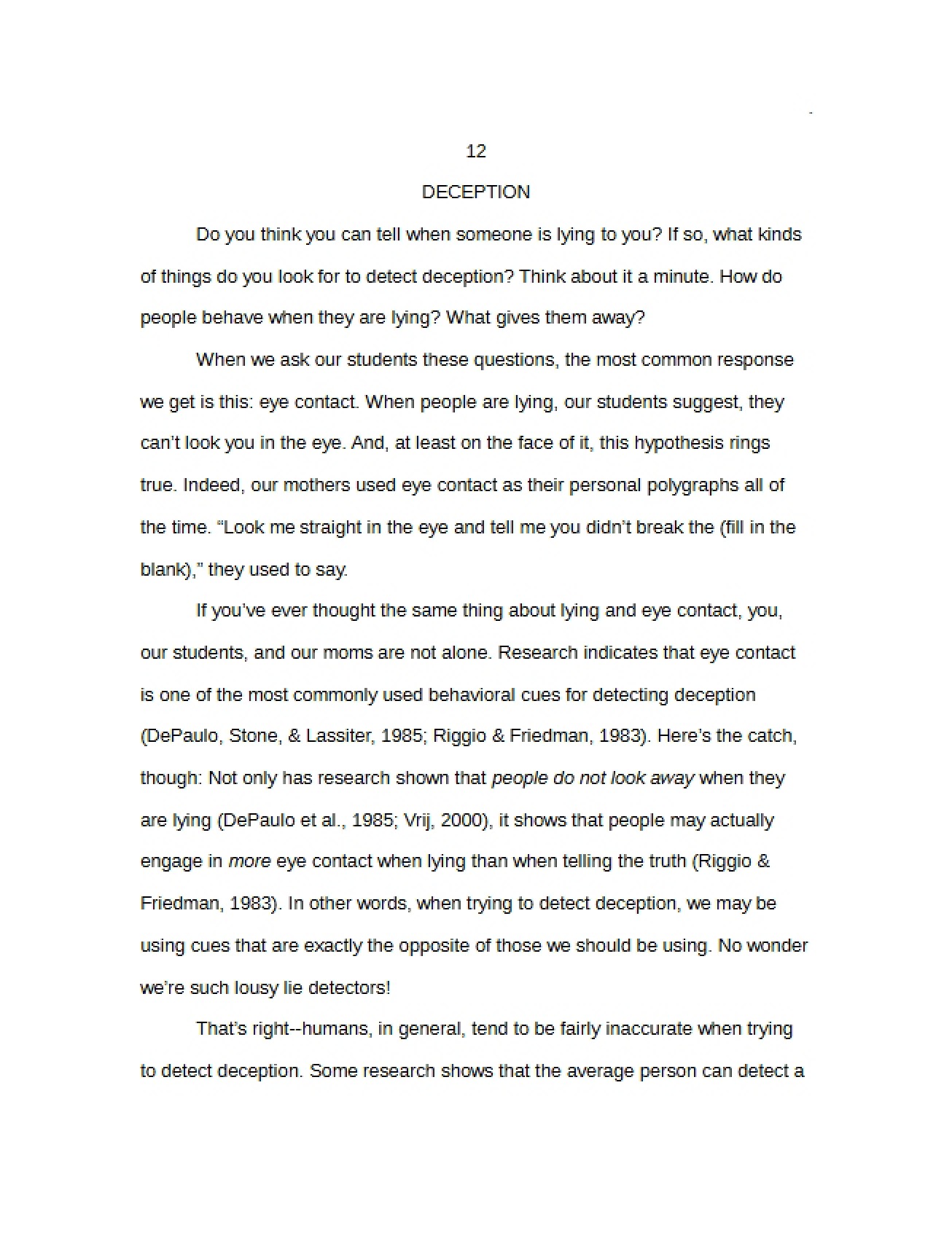 Chapter on Deception
