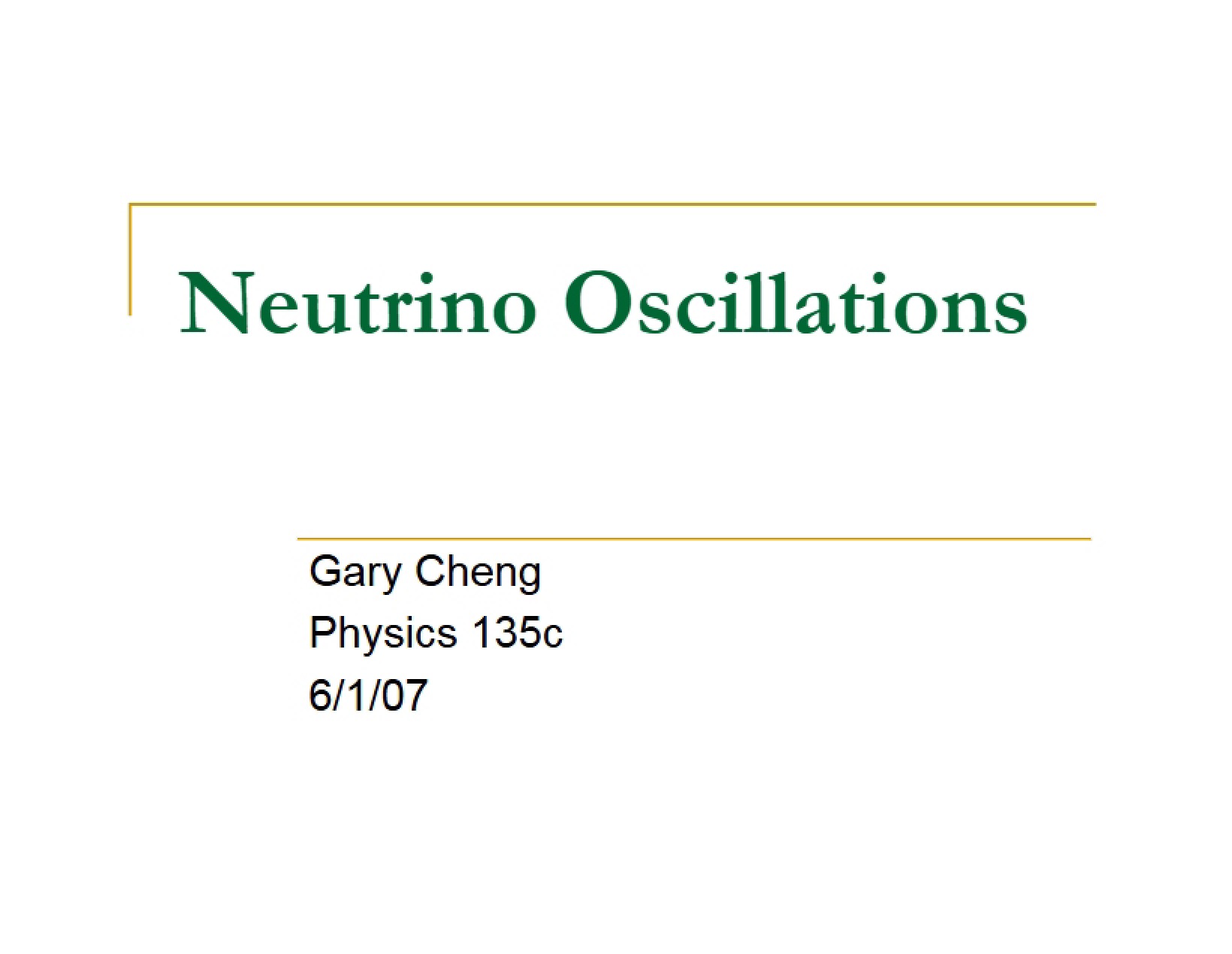Oscillations of Neutrinos