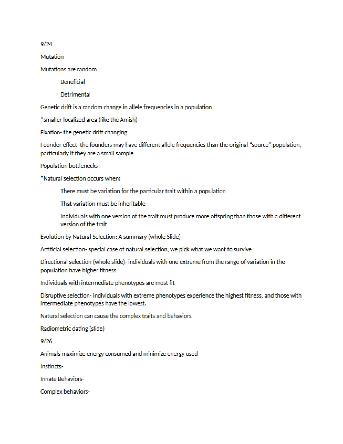 Notes for September 24