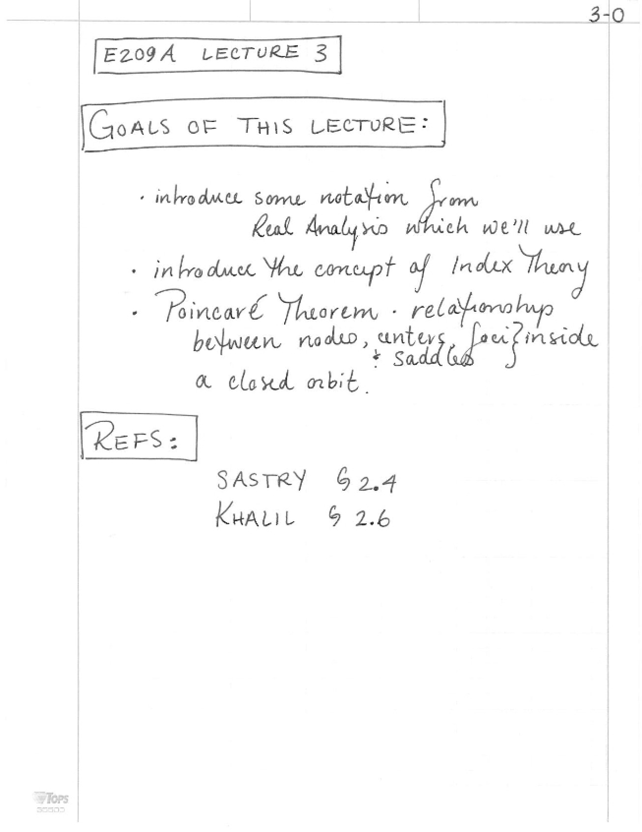 Additional Notes from Nonlinear Systems Lectures