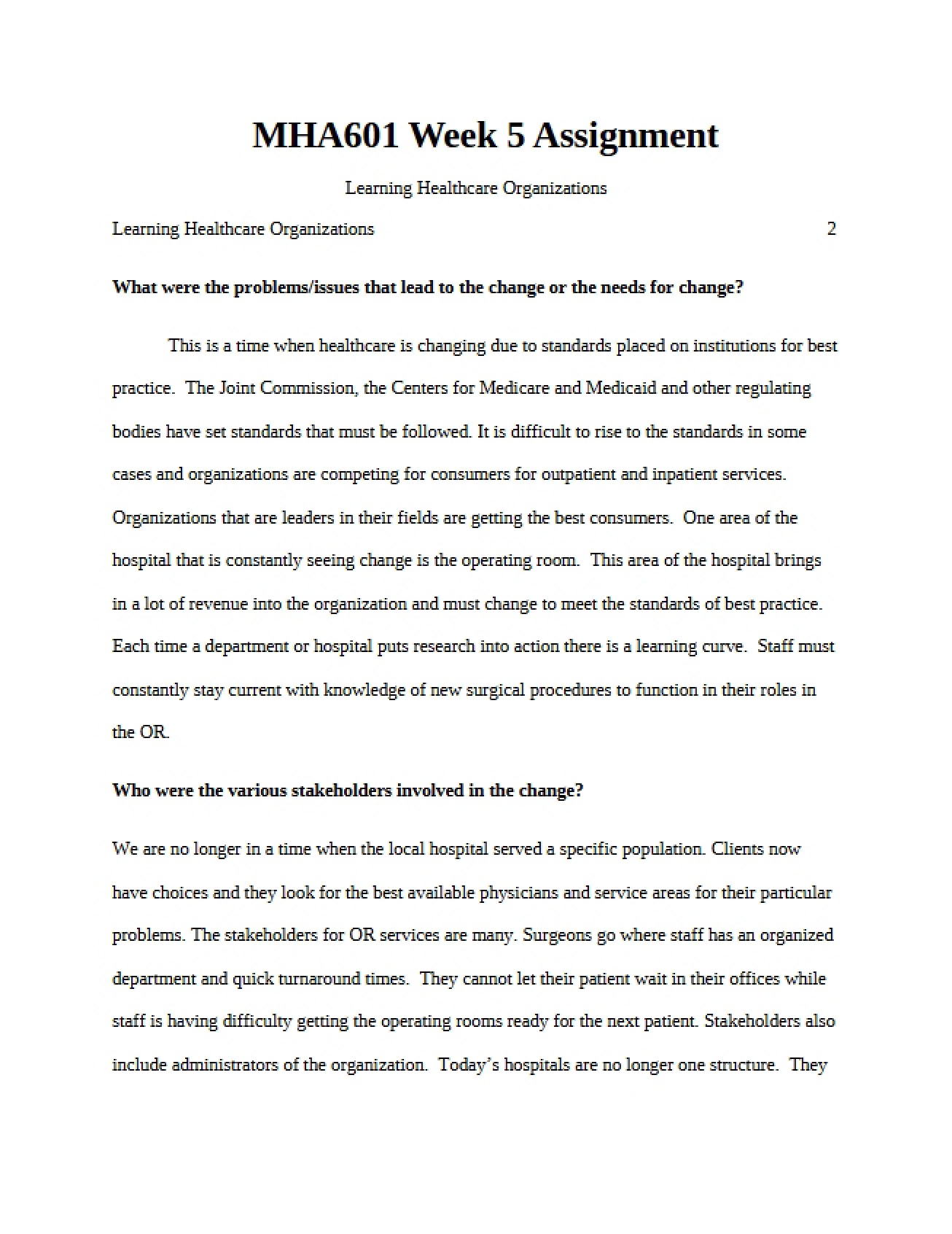 Assignment for Week Five