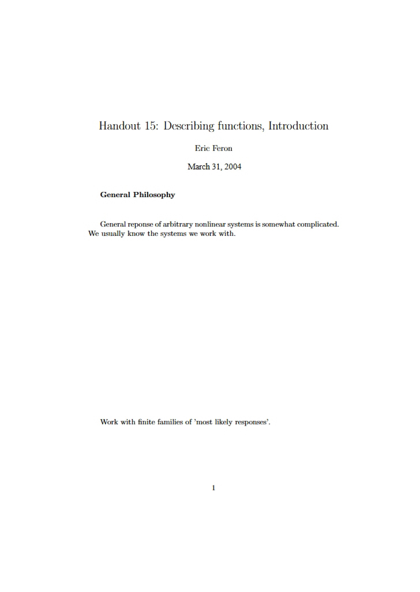 Functions for Describing