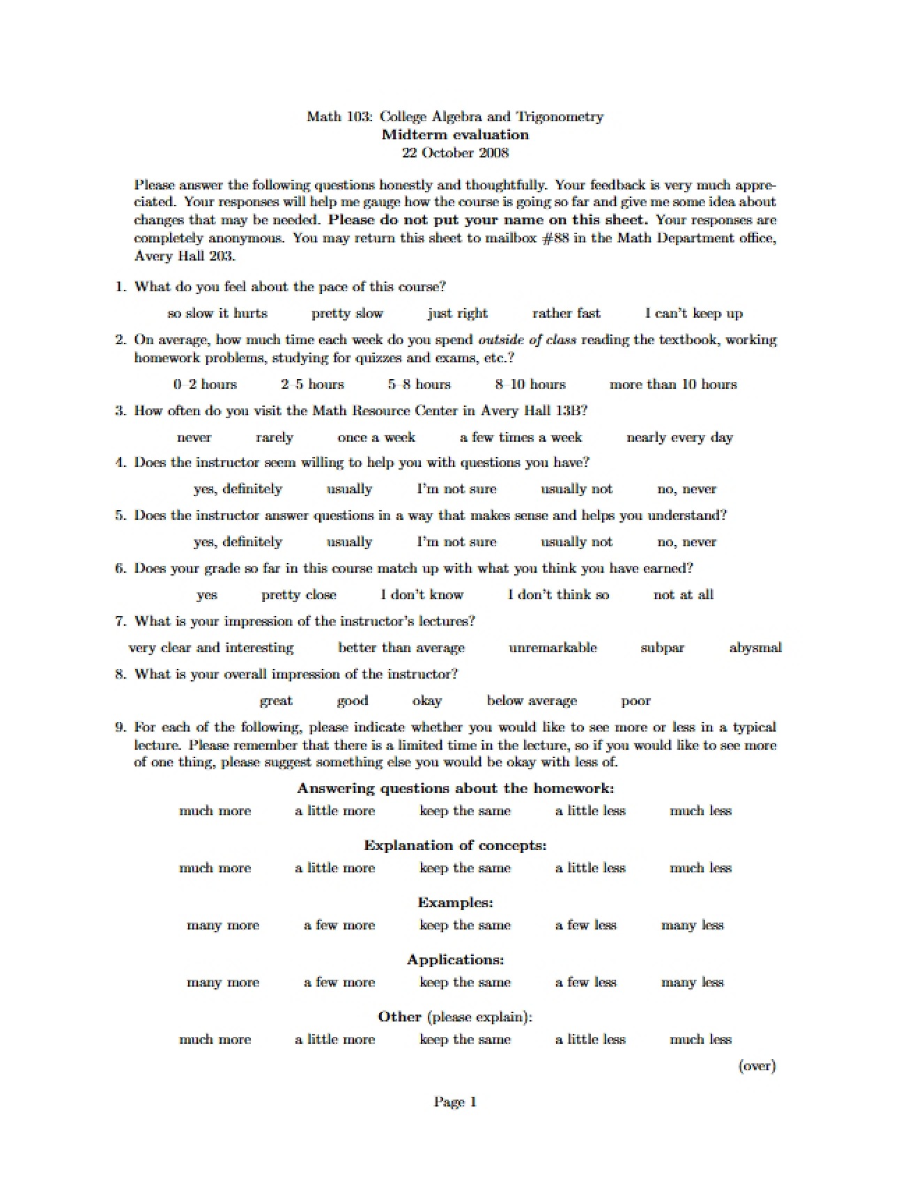 Evaluation of Midterm