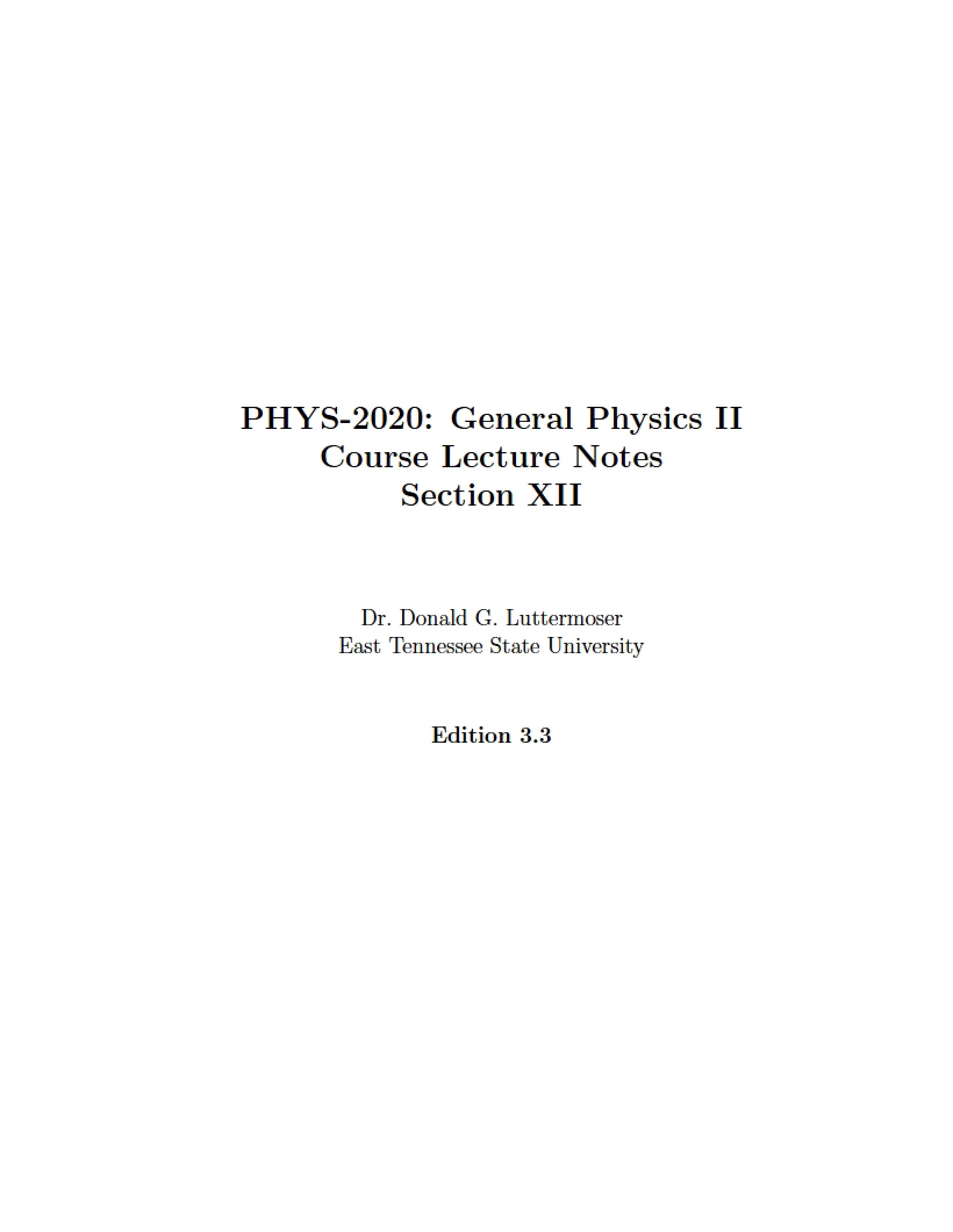 Course Lecture Note for General Physics
