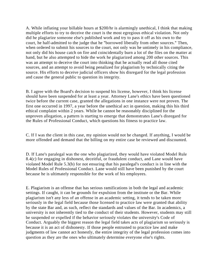 Plagiarism and Ethical Violations in the Legal Profession