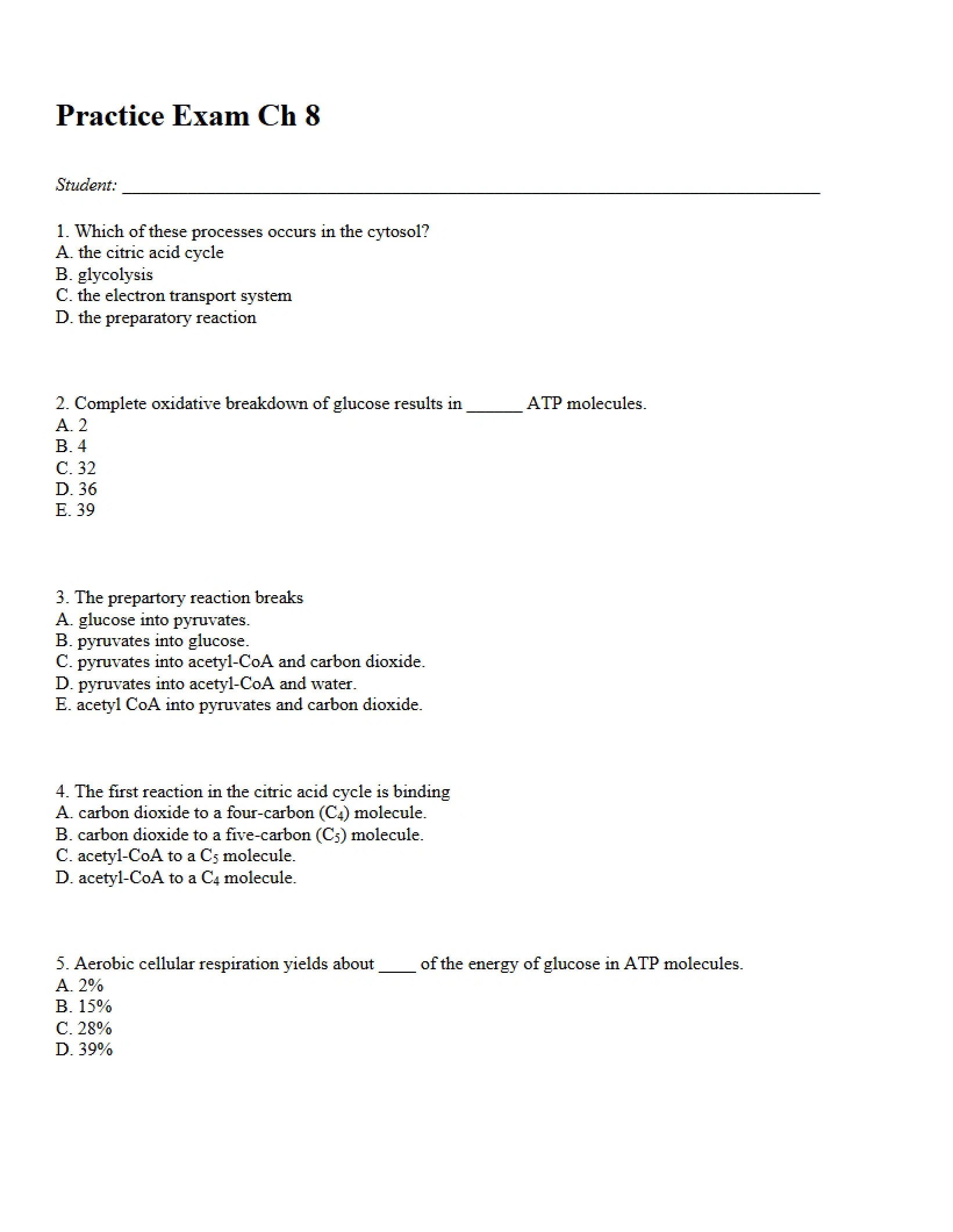 Study Aid for Molecular Biology